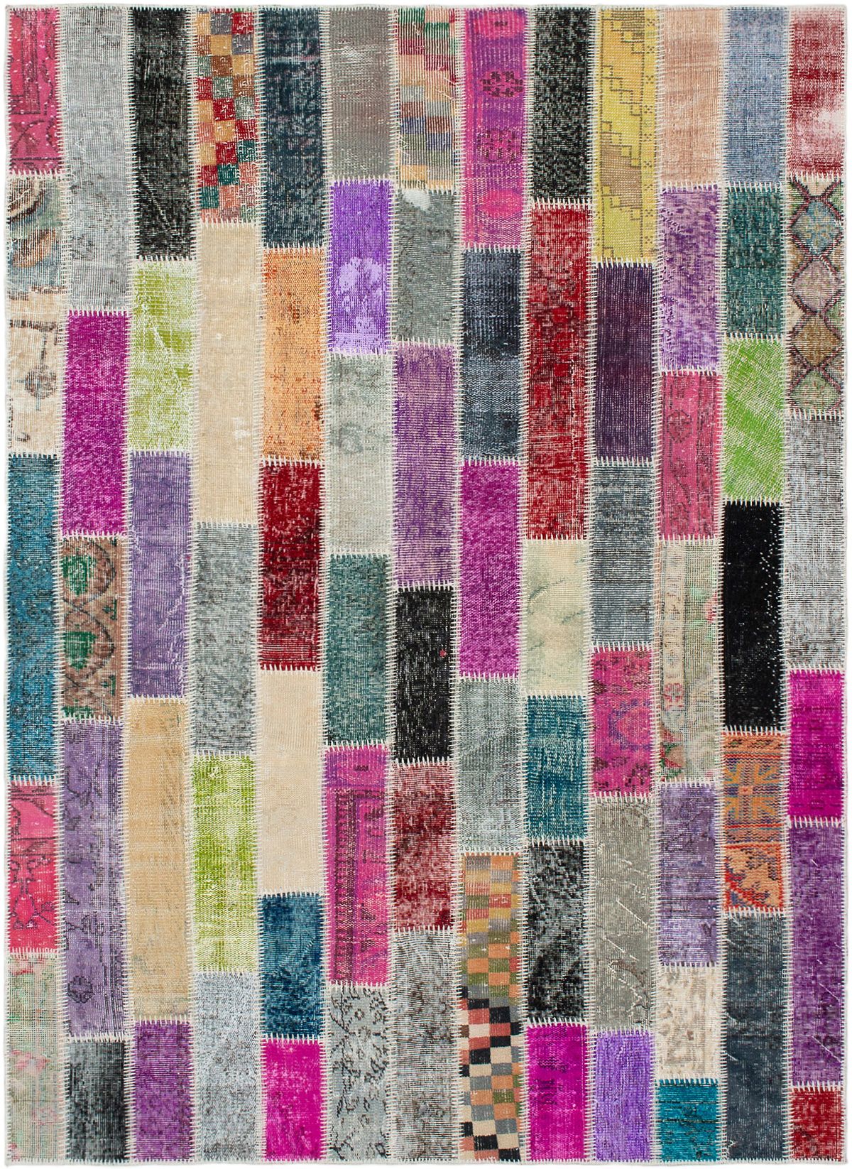 Hand-knotted Color Transition Patch Grey, Purple Wool Rug 5'11" x 8'2" Size: 5'11" x 8'2"  