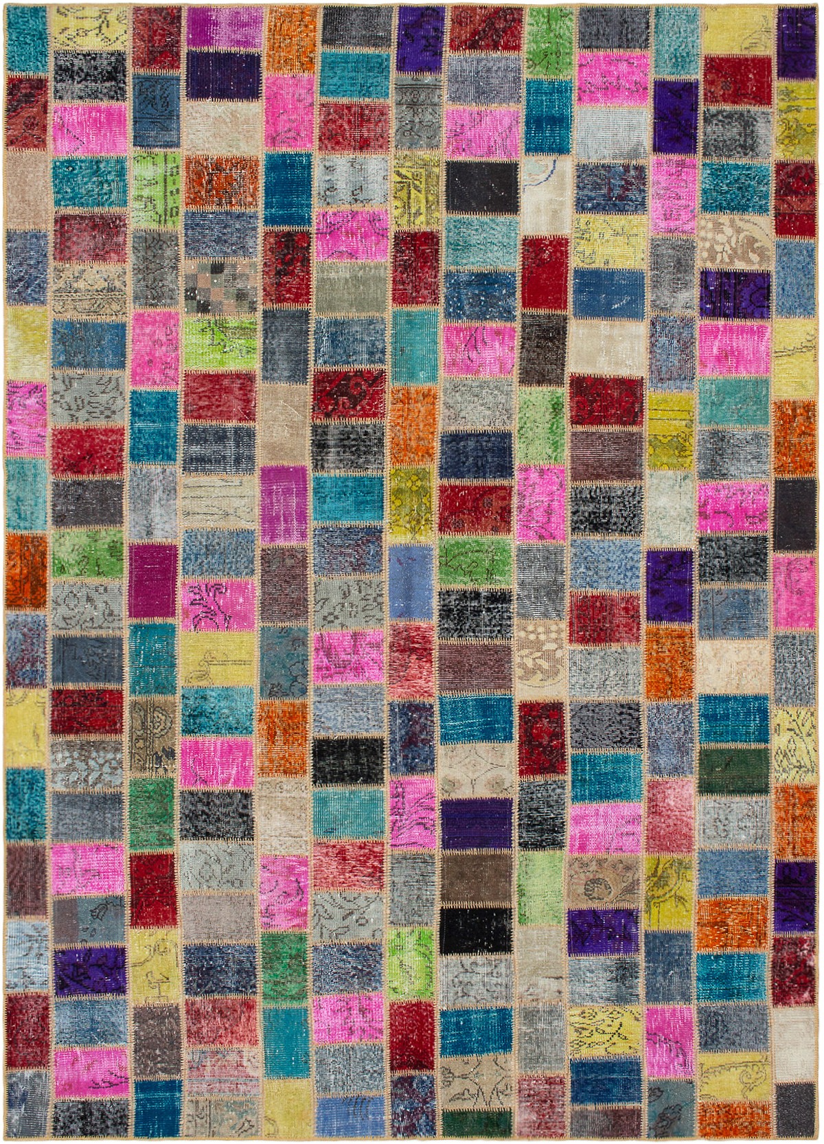 Hand-knotted Color Transition Patch Grey, Pink Wool Rug 7'3" x 10'4" Size: 7'3" x 10'4"  