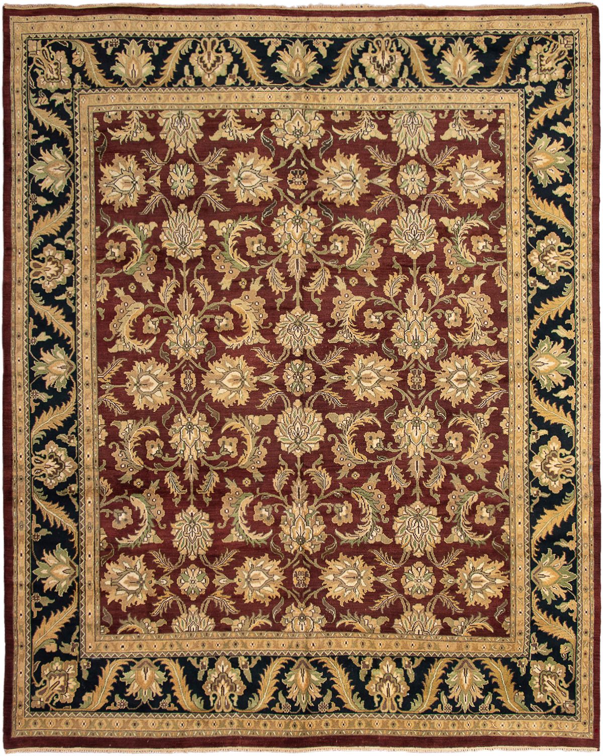 Hand-knotted Jaipur Dark Burgundy Wool Rug 11'10" x 14'8" Size: 11'10" x 14'8"  