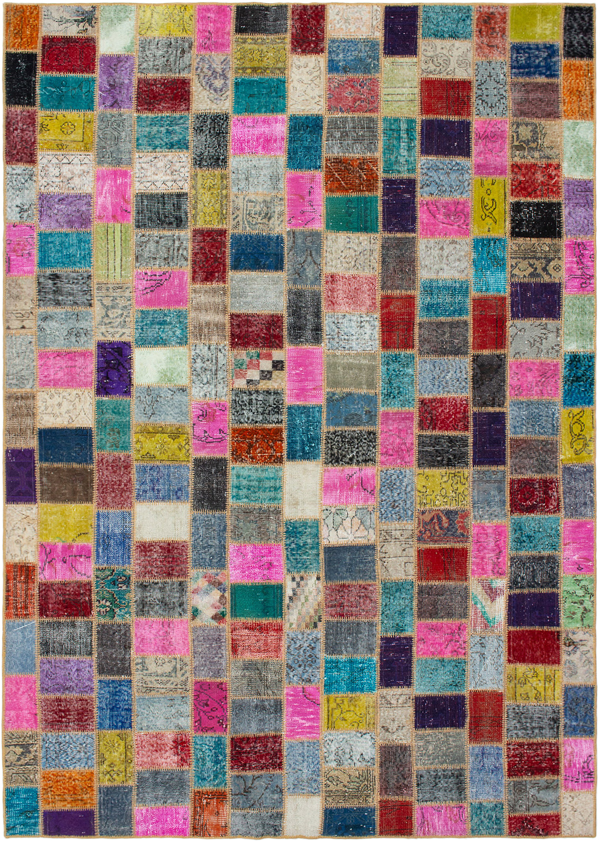 Hand-knotted Color Transition Patch Grey, Pink Wool Rug 7'3" x 10'4"  Size: 7'3" x 10'4"  