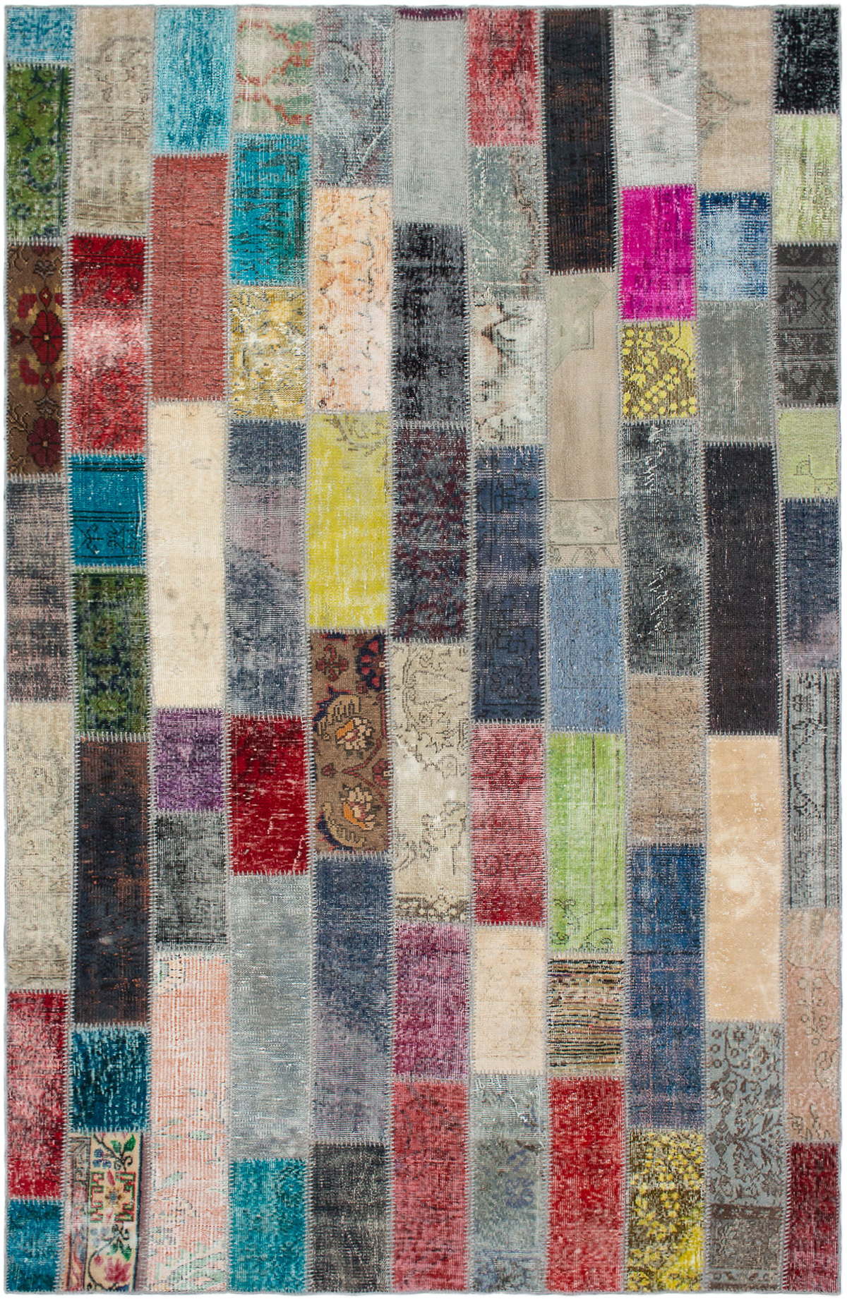 Hand-knotted Color Transition Patch Grey Wool Rug 6'7" x 10'4" Size: 6'7" x 10'4"  