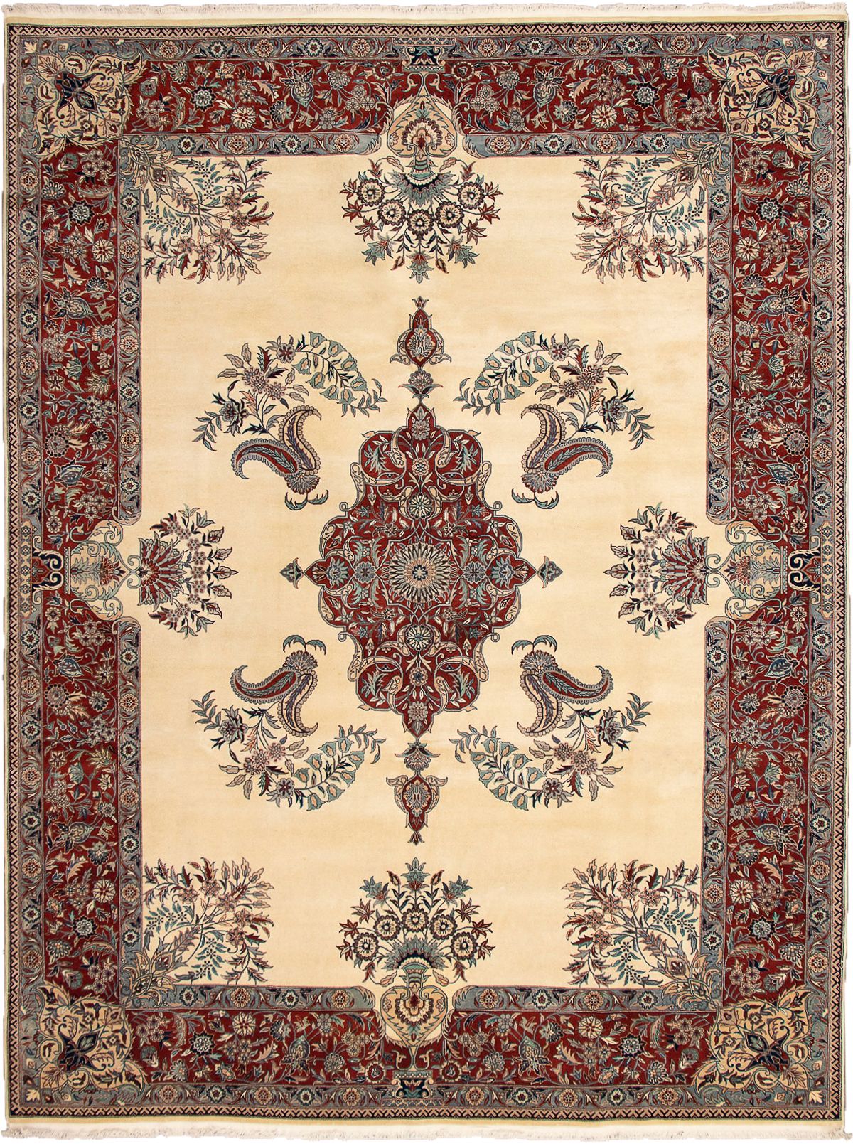Hand-knotted Pako Persian 18/20 Cream Wool Rug 9'10" x 13'1" Size: 9'10" x 13'1"  