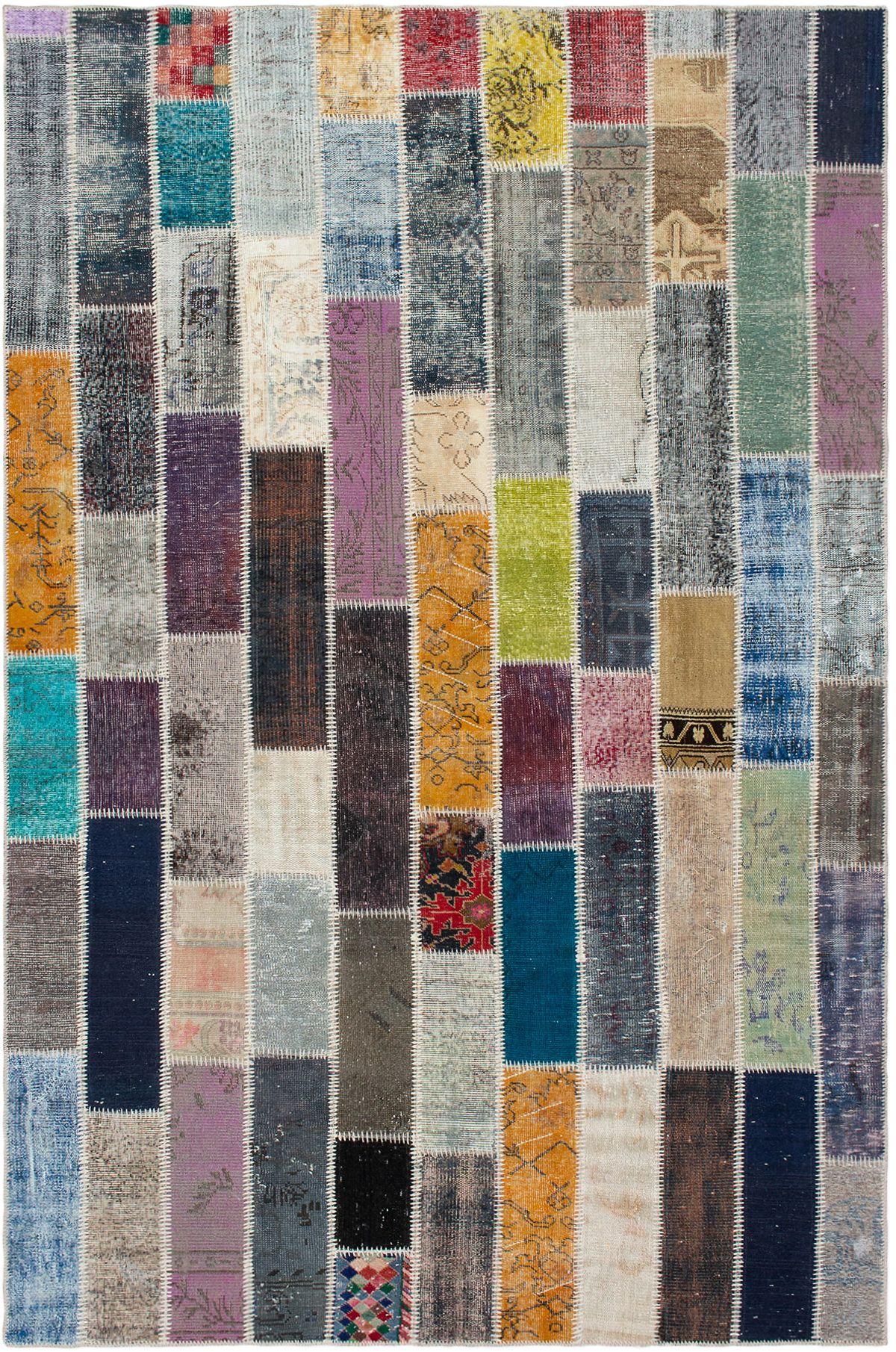 Hand-knotted Color Transition Patch Grey Wool Rug 6'8" x 10'3"  Size: 6'8" x 10'3"  