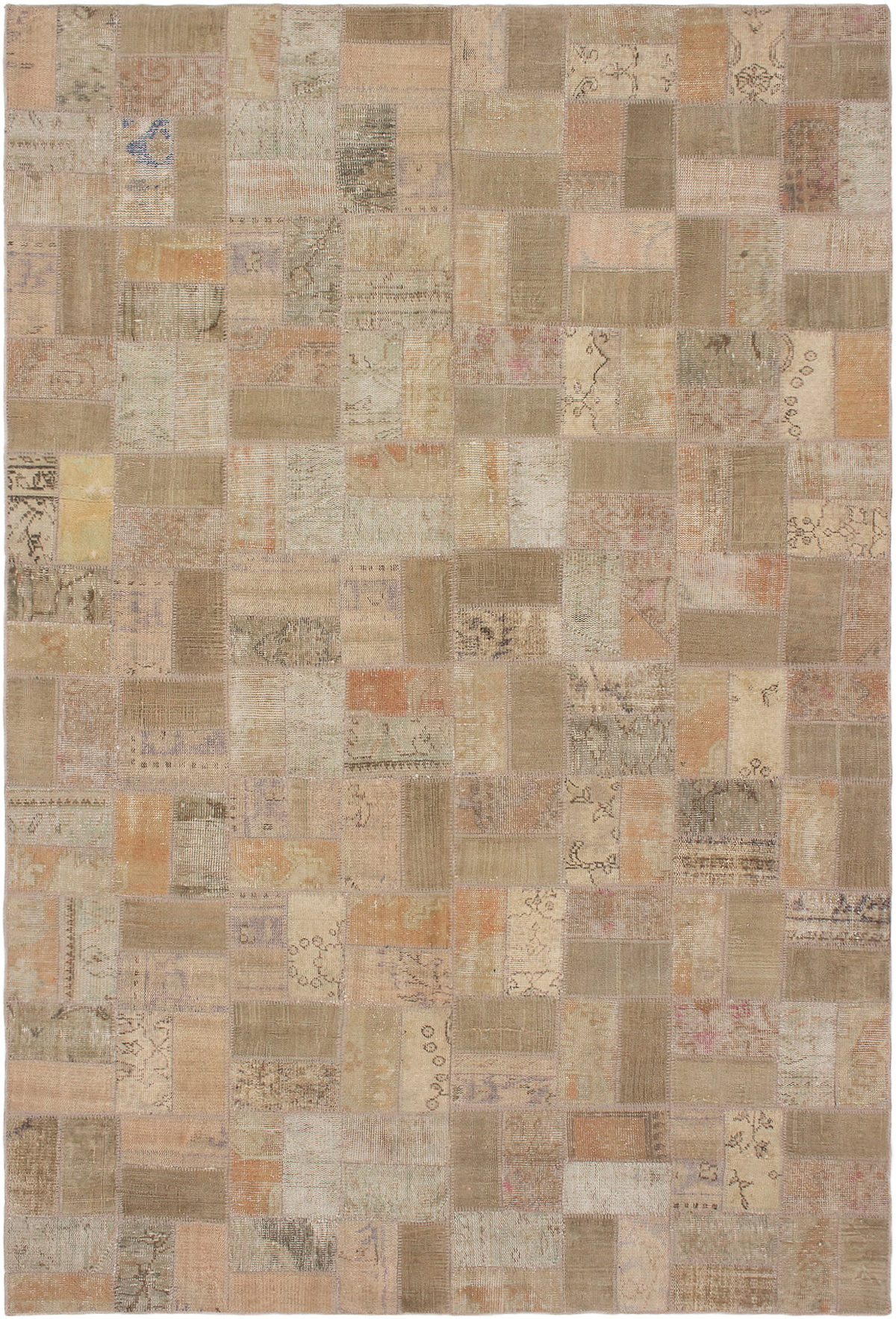 Hand-knotted Vintage Anatolia Patch Beige, Khaki Wool Rug 6'9" x 10'2" Size: 6'9" x 10'2"  