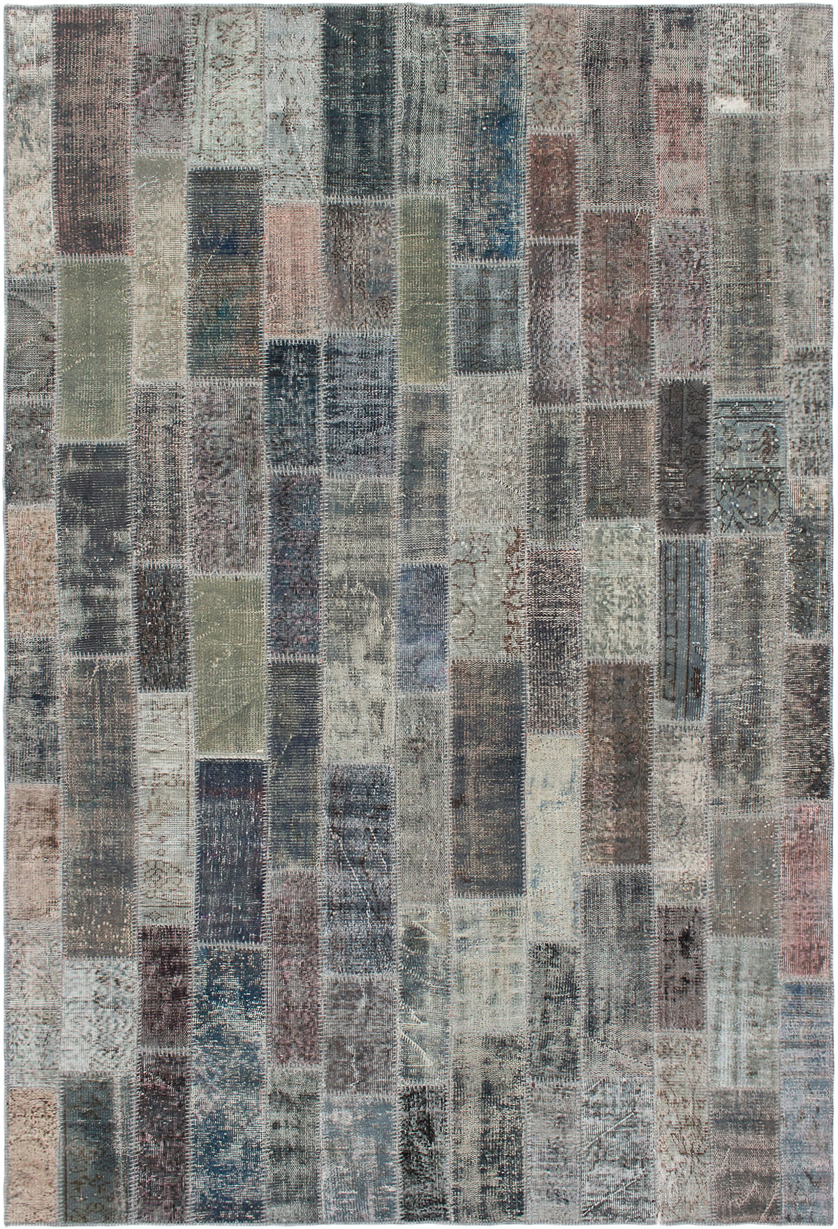 Hand-knotted Color Transition Patch Grey Wool Rug 6'9" x 10'1" Size: 6'9" x 10'1"  