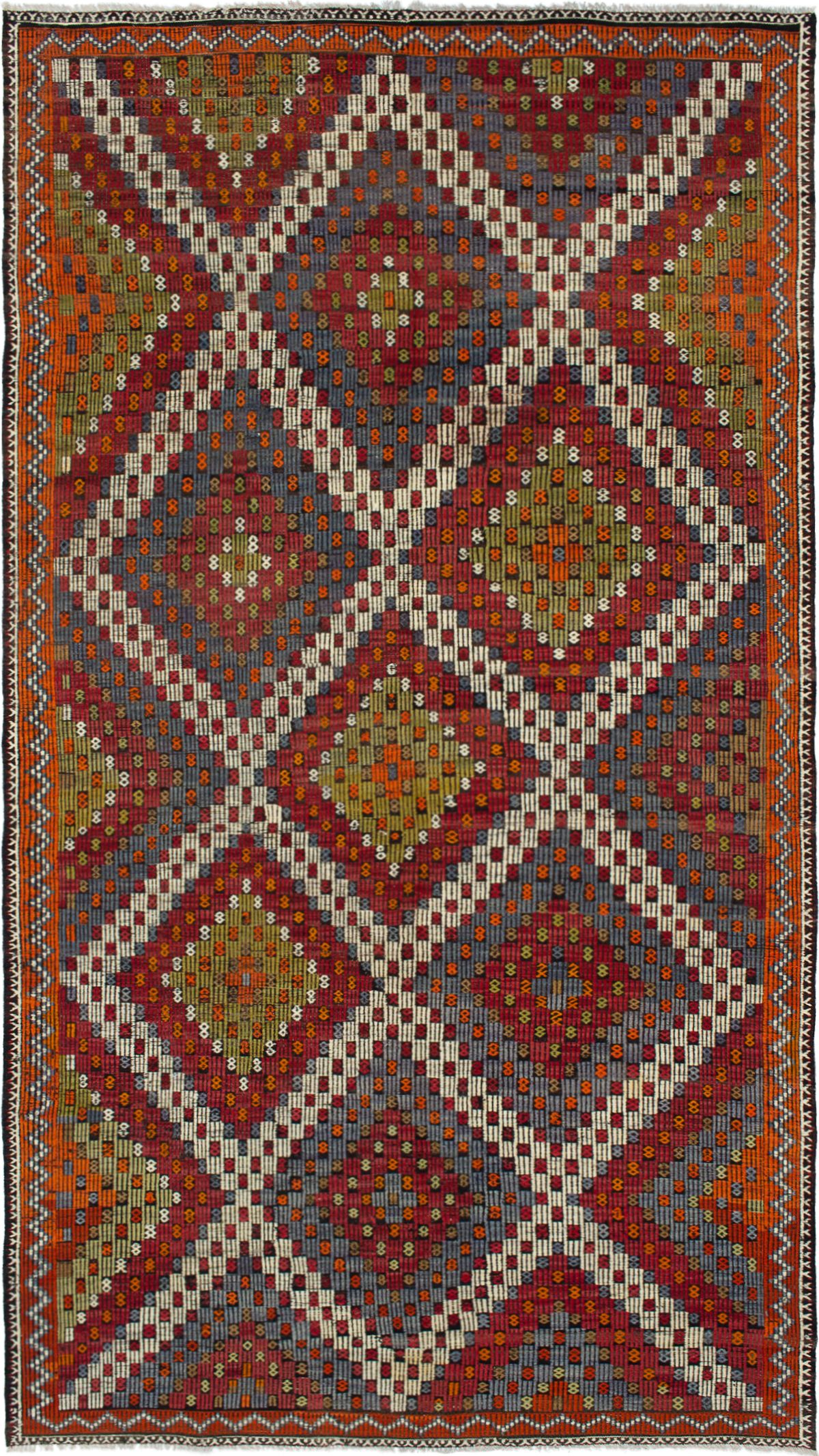 Hand woven Yoruk Red Wool Tapestry Kilim 6'0" x 11'1" Size: 6'0" x 11'1"  