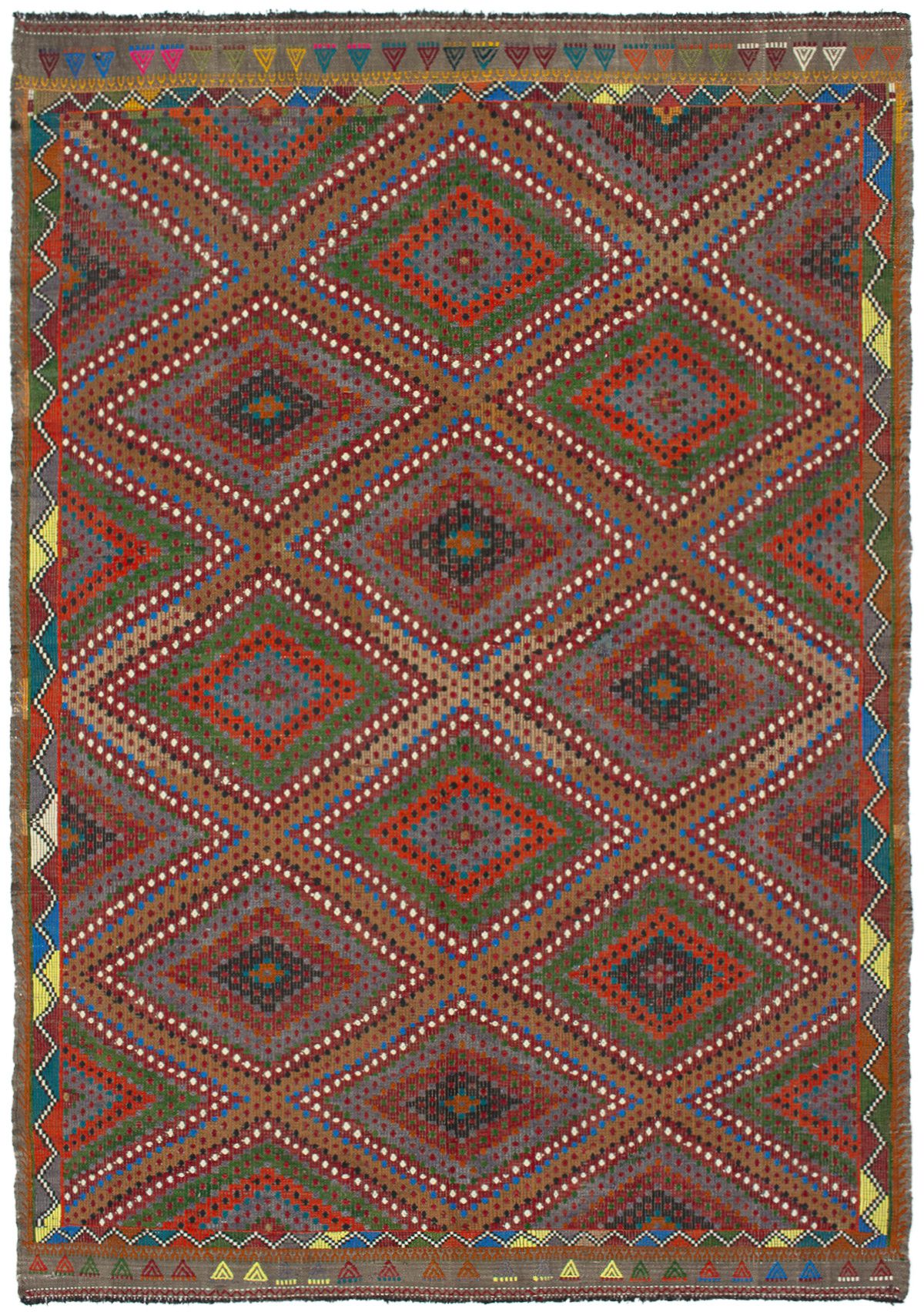Hand woven Yoruk Brown Wool Tapestry Kilim 6'8" x 9'8" Size: 6'8" x 9'8"  