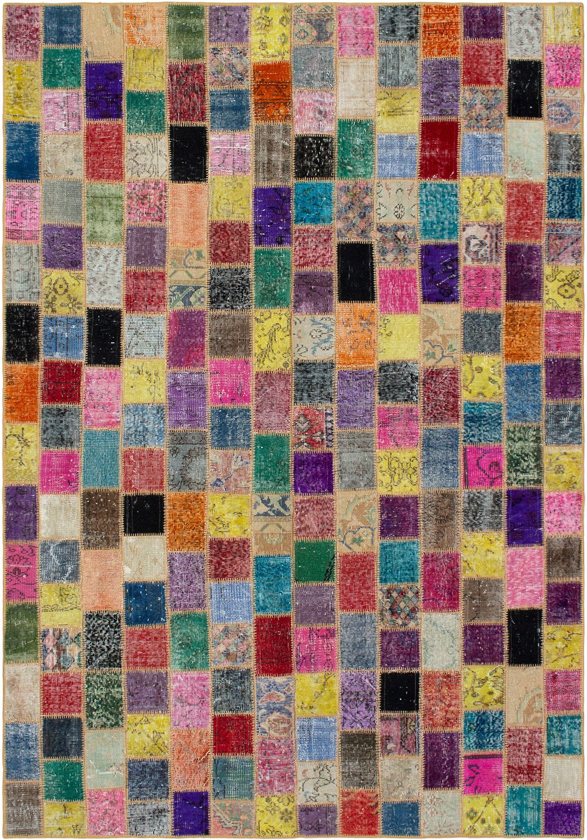 Hand-knotted Color Transition Patch Pink, Purple Wool Rug 6'7" x 9'6" Size: 6'7" x 9'6"  