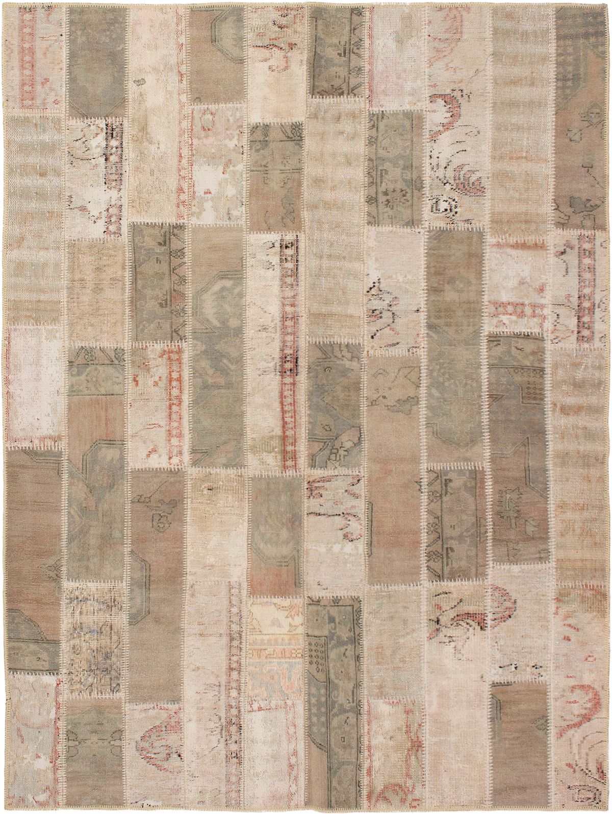 Hand-knotted Vintage Anatolia Patch Cream Wool Rug 5'11" x 7'10" Size: 5'11" x 7'10"  