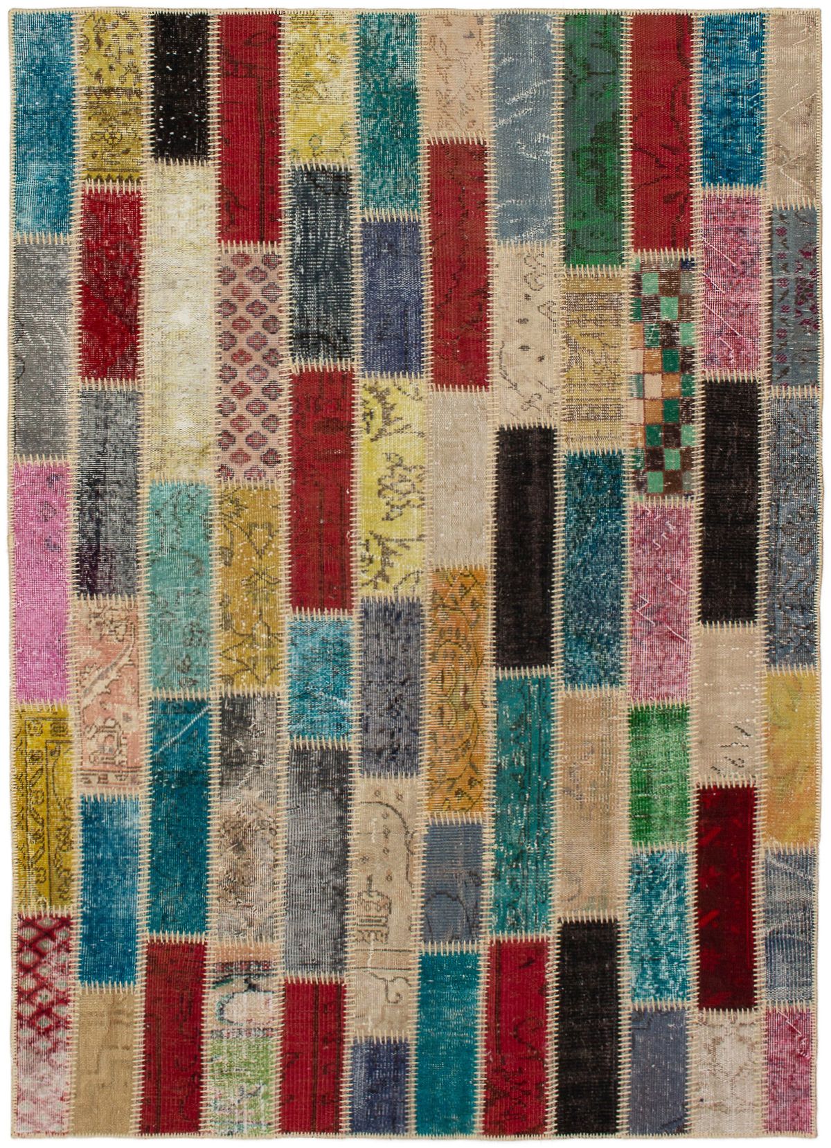 Hand-knotted Color Transition Patch Dark Red, Turquoise Wool Rug 5'6" x 7'8" Size: 5'6" x 7'8"  