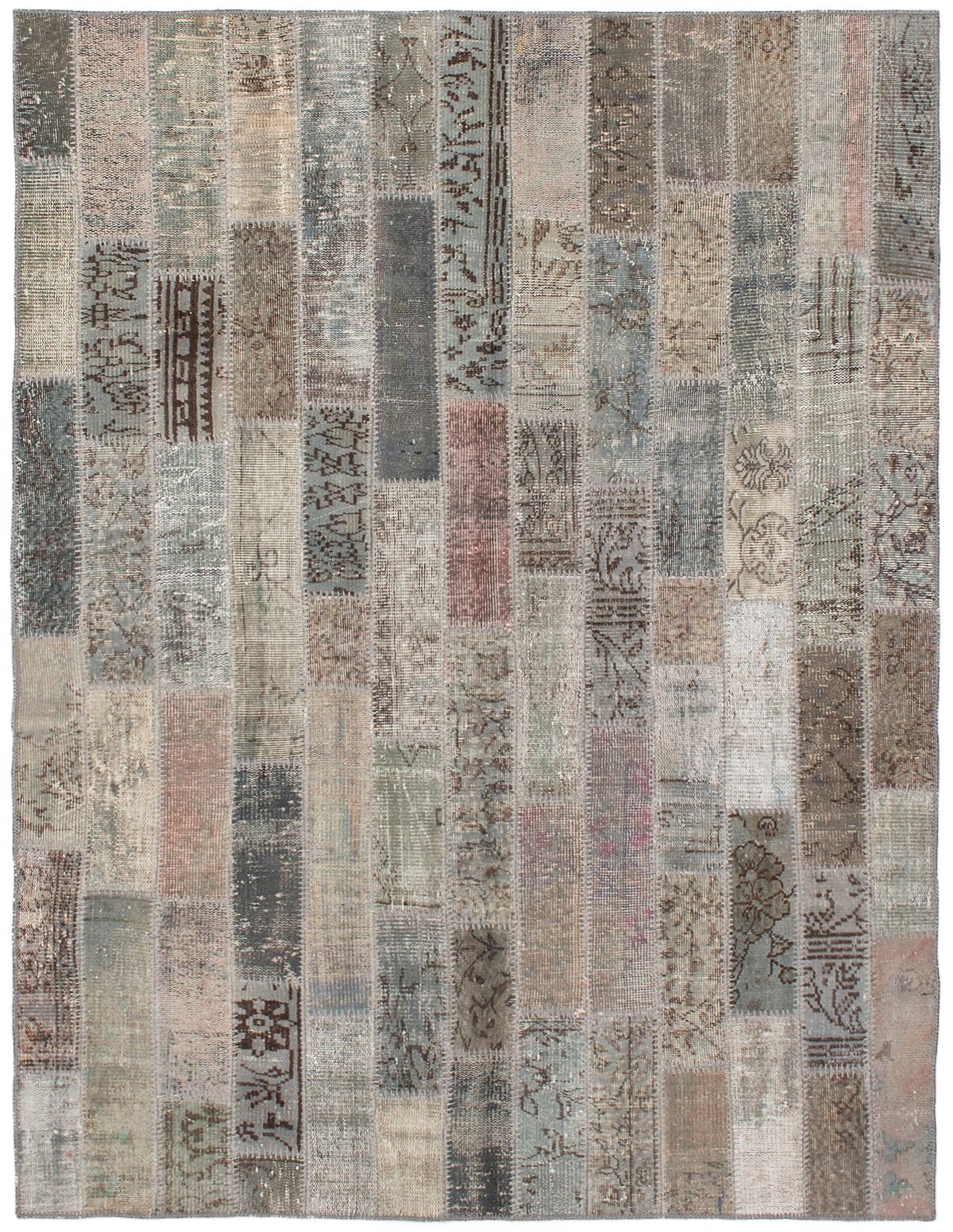 Hand-knotted Color Transition Patch Grey Wool Rug 5'11" x 7'9"  Size: 5'11" x 7'9"  