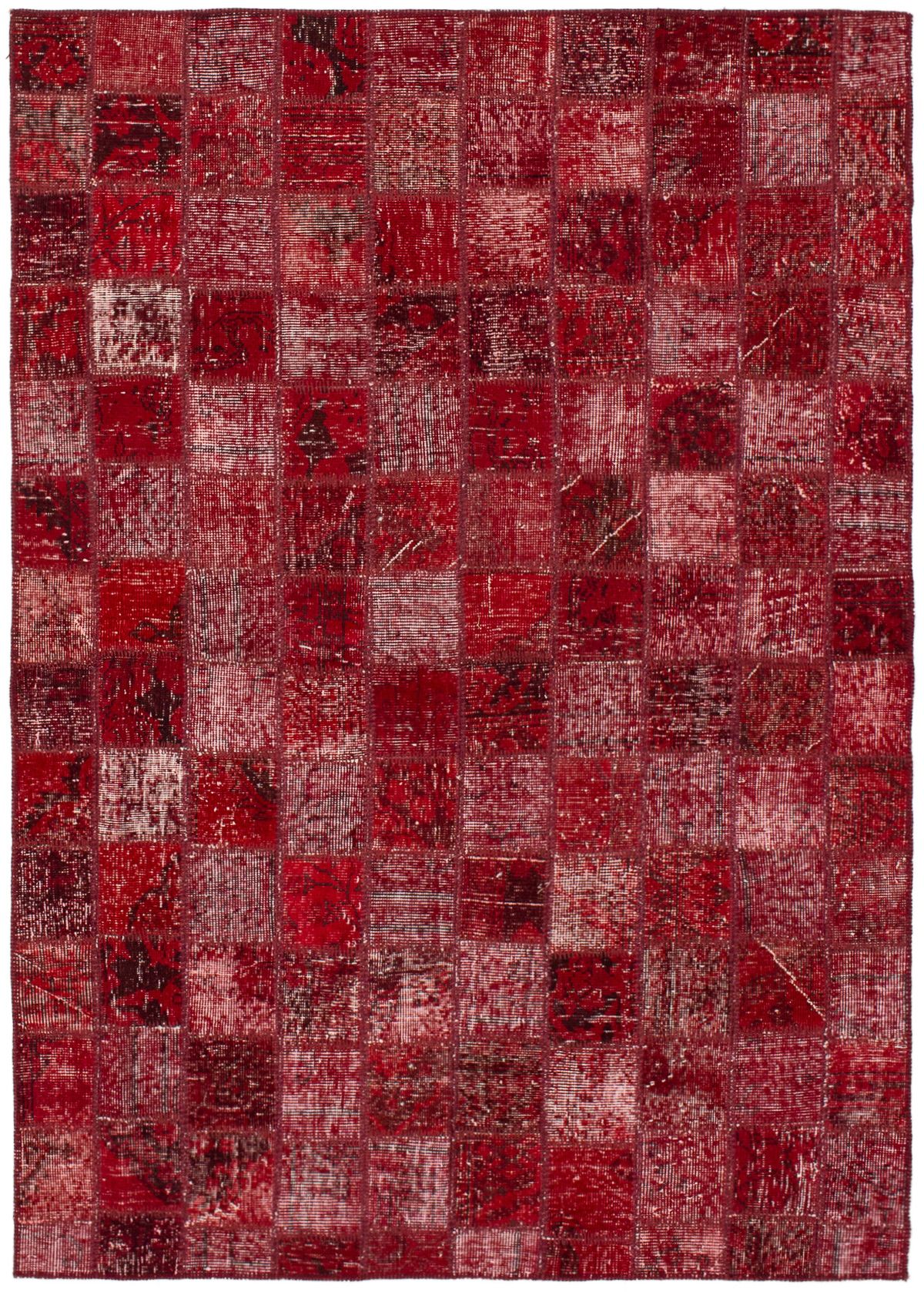 Hand-knotted Color Transition Patch Dark Red Wool Rug 4'10" x 6'9" Size: 4'10" x 6'9"  