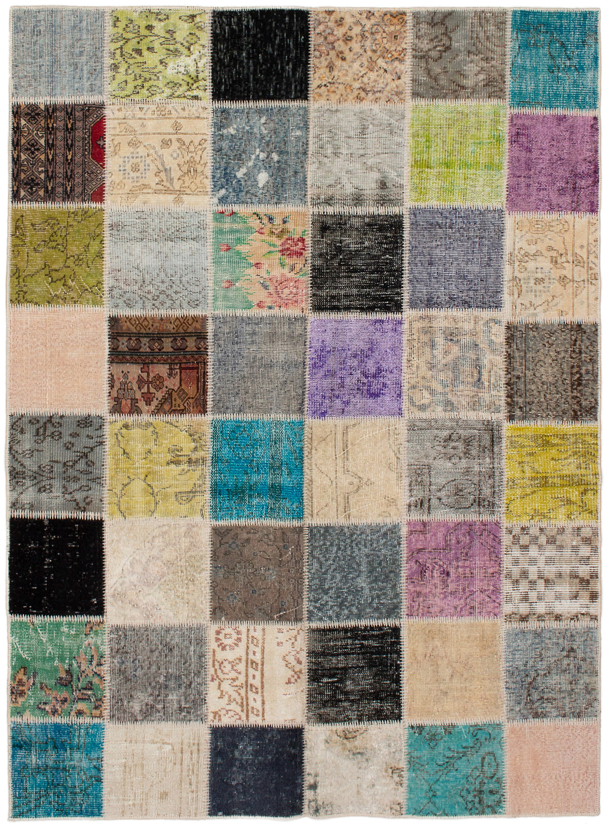 Hand-knotted Color Transition Patch Beige, Grey Wool Rug 5'8" x 7'9" Size: 5'8" x 7'9"  