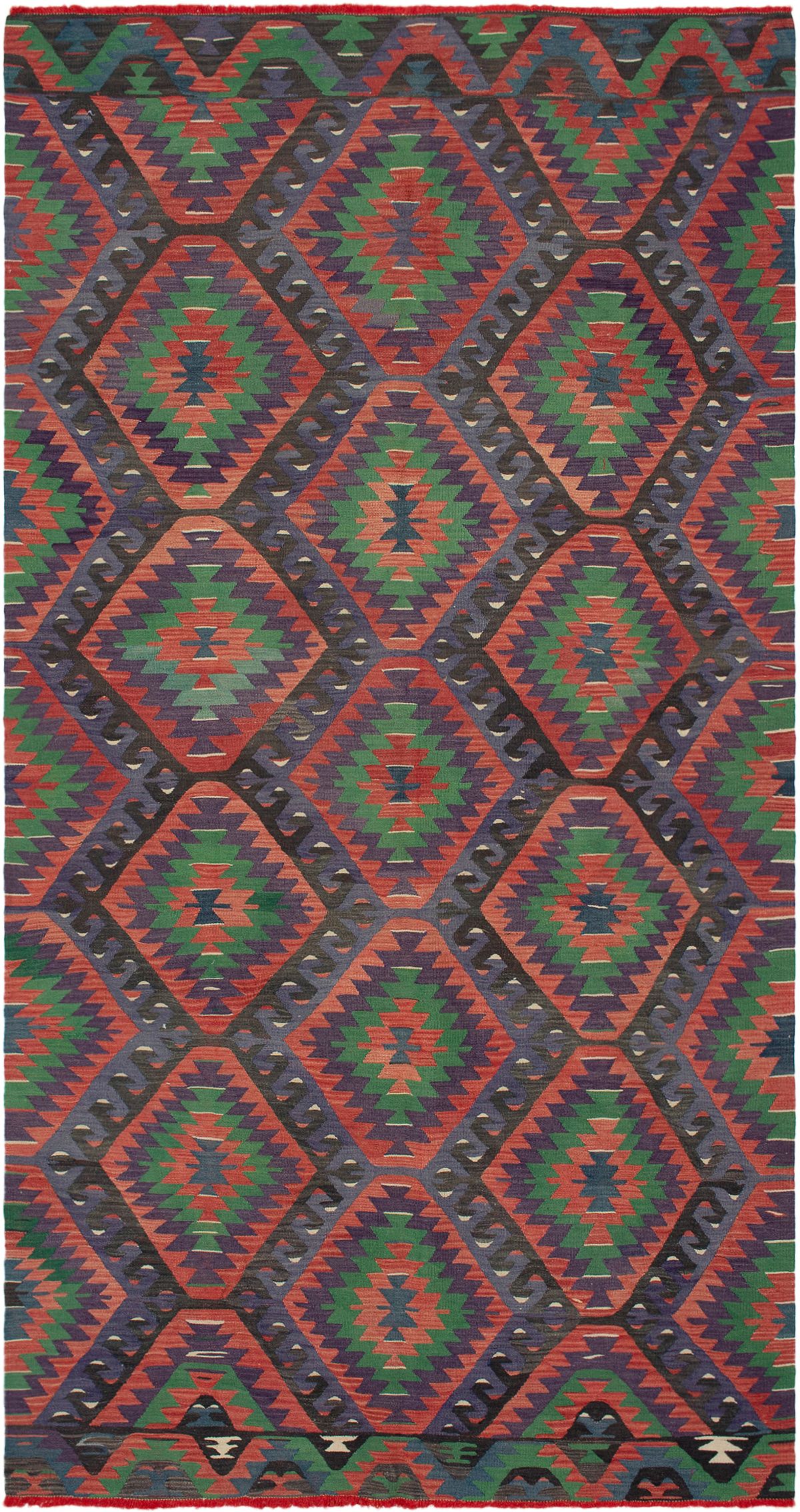 Hand woven Sivas Dark Copper Wool Kilim 5'1" x 10'10" Size: 5'1" x 10'10"  