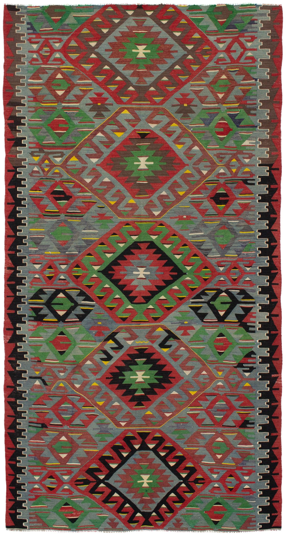 Hand woven Sivas Red Wool Kilim 5'1" x 9'7" Size: 5'1" x 9'7"  