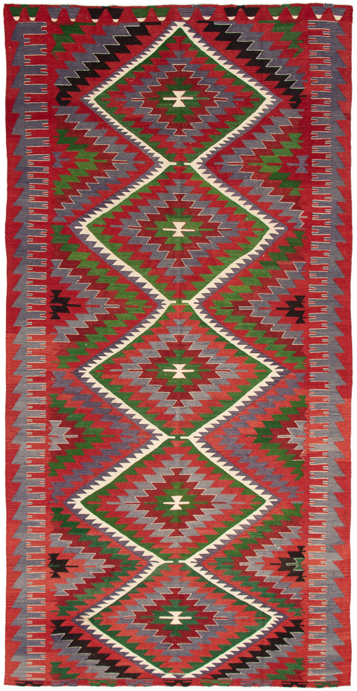Hand woven Yoruk Dark Red Wool Kilim 5'11" x 11'8" Size: 5'11" x 11'8"  