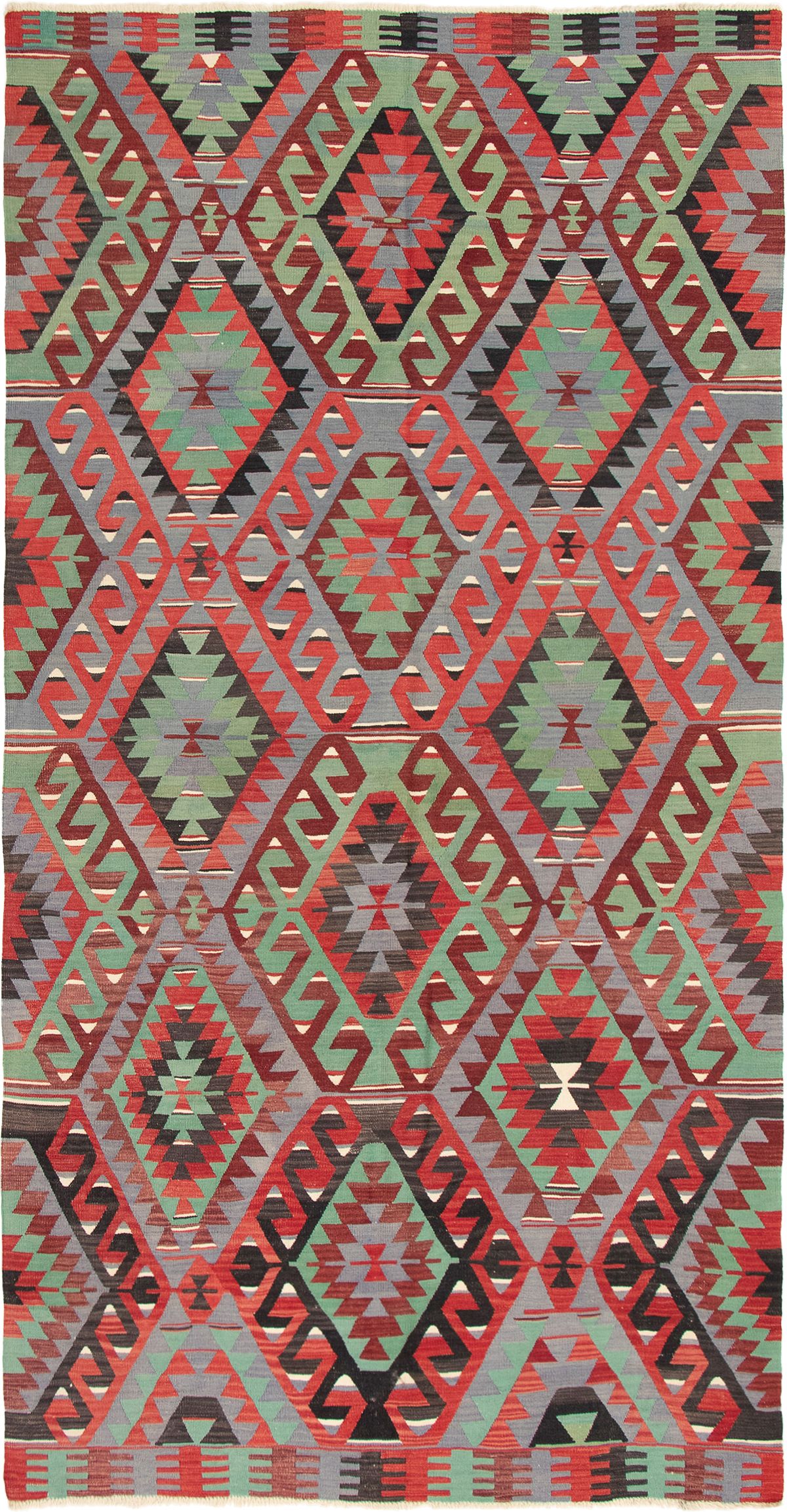 Hand woven Sivas Red Wool Kilim 5'9" x 11'2" Size: 5'9" x 11'2"  