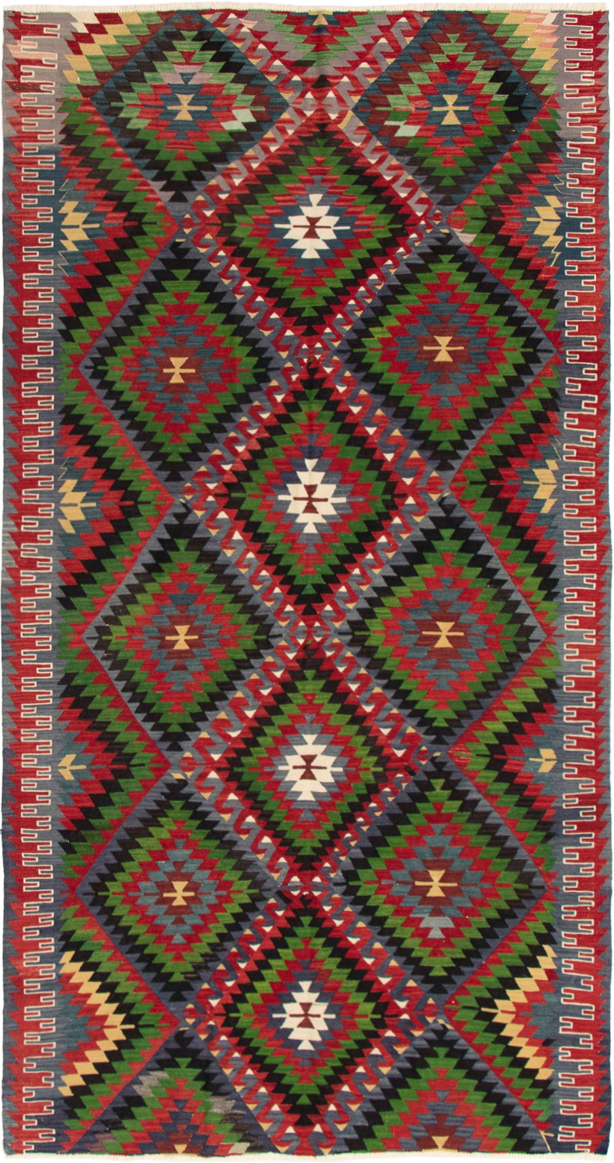 Hand woven Yoruk Dark Red Wool Kilim 5'2" x 10'3" Size: 5'2" x 10'3"  