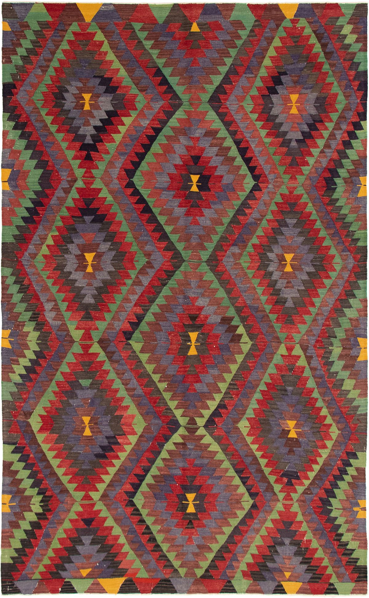 Hand woven Sivas Dark Red Wool Kilim 6'3" x 10'3" Size: 6'3" x 10'3"  