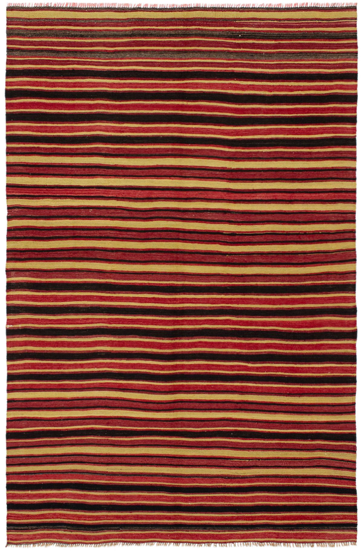 Hand woven Bohemian Dark Red Wool Kilim 5'6" x 8'7" Size: 5'6" x 8'7"  