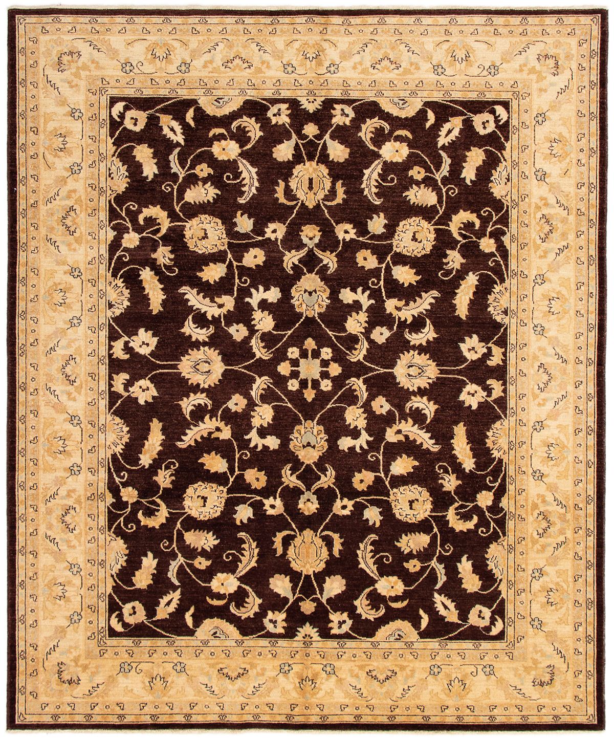 Hand-knotted Peshawar Oushak Dark Brown Wool Rug 8'2" x 9'9" Size: 8'2" x 9'9"  