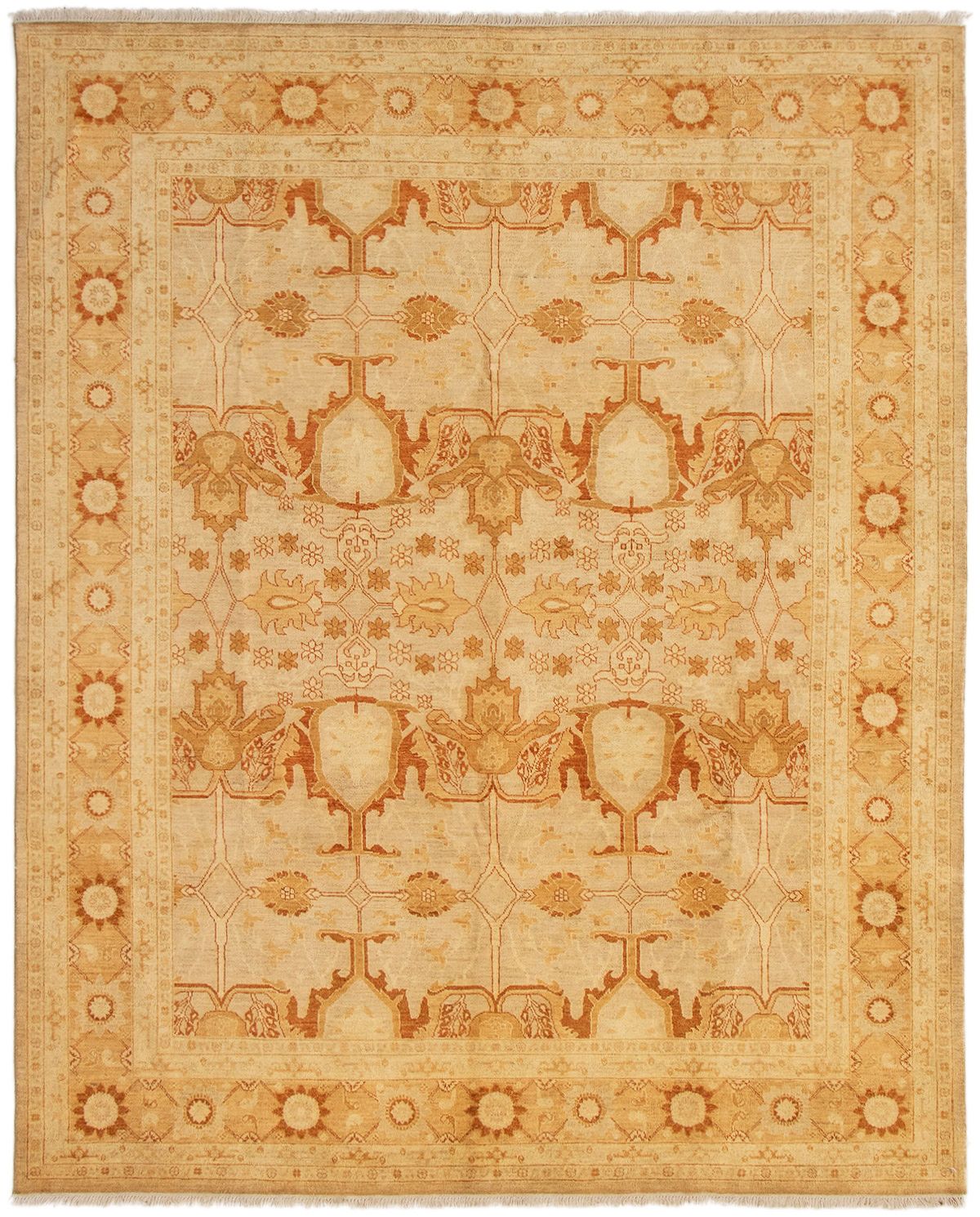 Hand-knotted Chobi Finest Ivory Wool Rug 8'1" x 9'10" Size: 8'1" x 9'10"  