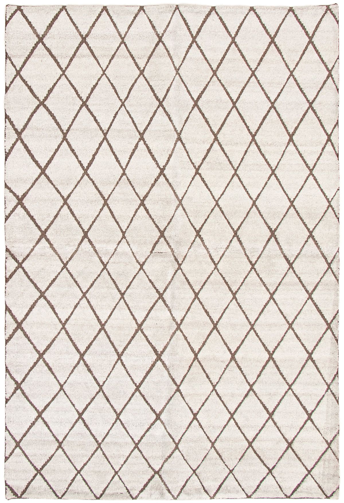 Hand-knotted Arlequin Light Grey Wool Rug 6'0" x 9'1" Size: 6'0" x 9'1"  
