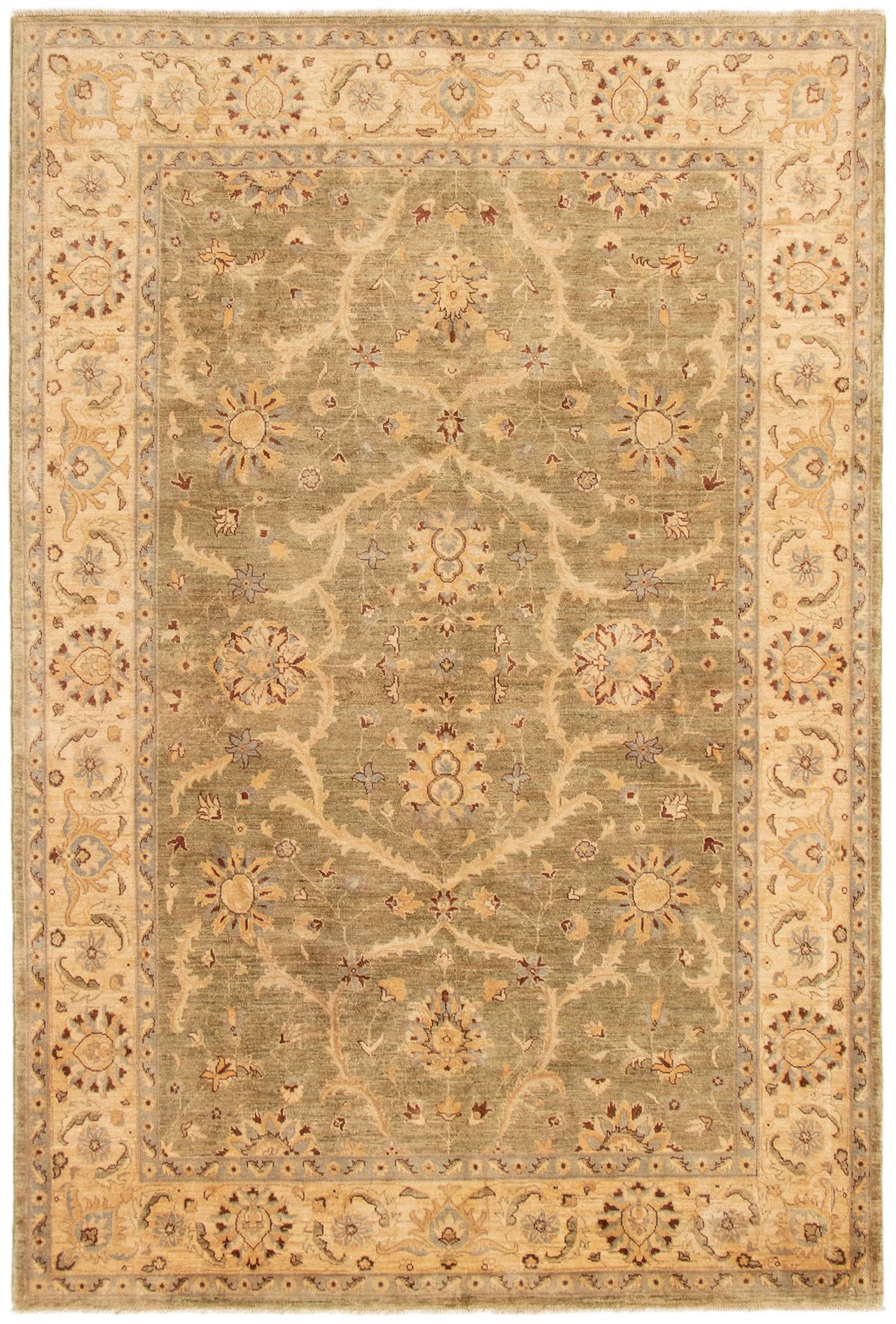 Hand-knotted Chobi Finest Olive Wool Rug 6'7" x 9'8" Size: 6'7" x 9'8"  