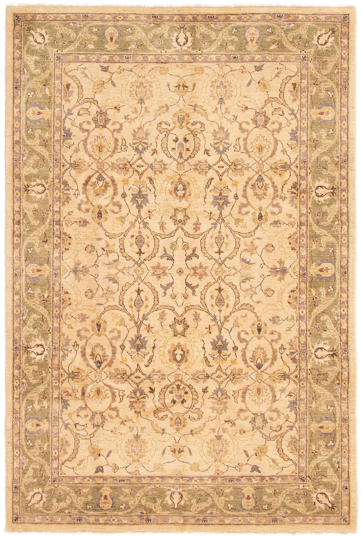 Hand-knotted Chobi Finest Ivory Wool Rug 6'0" x 8'10"  Size: 6'0" x 8'10"  