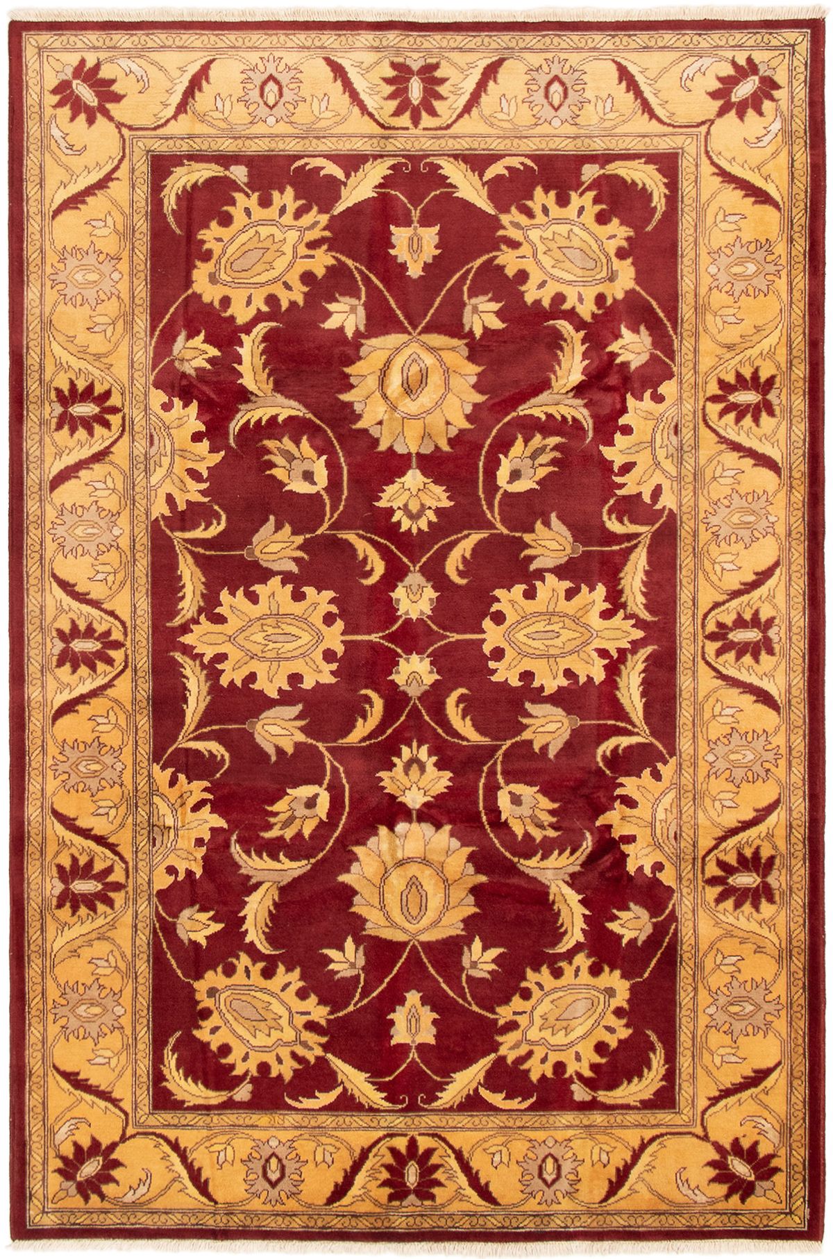 Hand-knotted Chobi Finest Dark Red Wool Rug 6'0" x 9'1" Size: 6'0" x 9'1"  