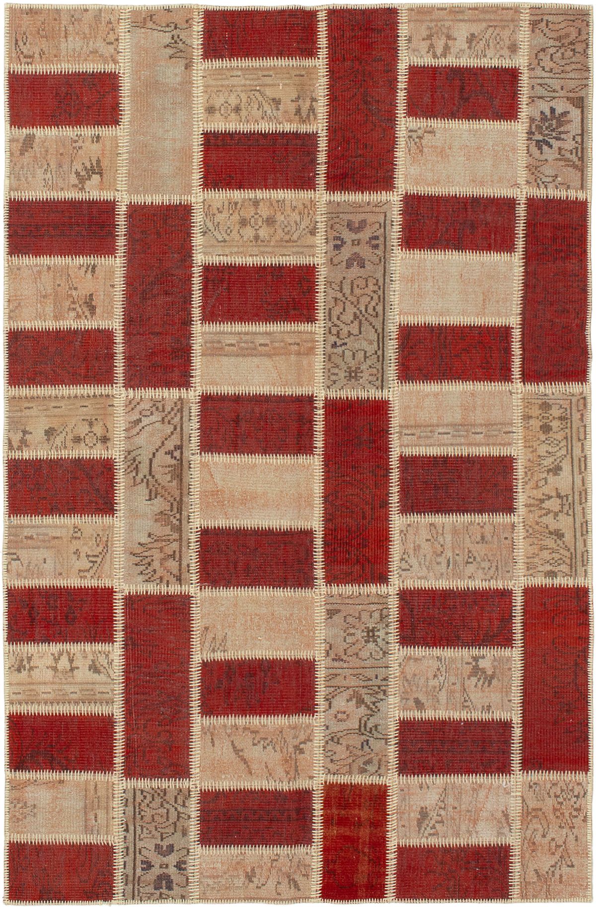 Hand-knotted Color Transition Patch Beige, Dark Red Wool Rug 5'0" x 7'9" Size: 5'0" x 7'9"  