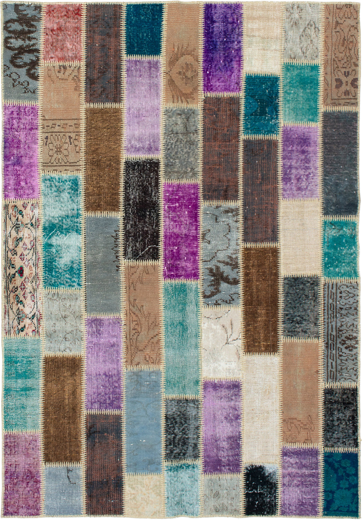 Hand-knotted Color Transition Patch Dark Brown, Purple Wool Rug 5'5" x 7'11" Size: 5'5" x 7'11"  