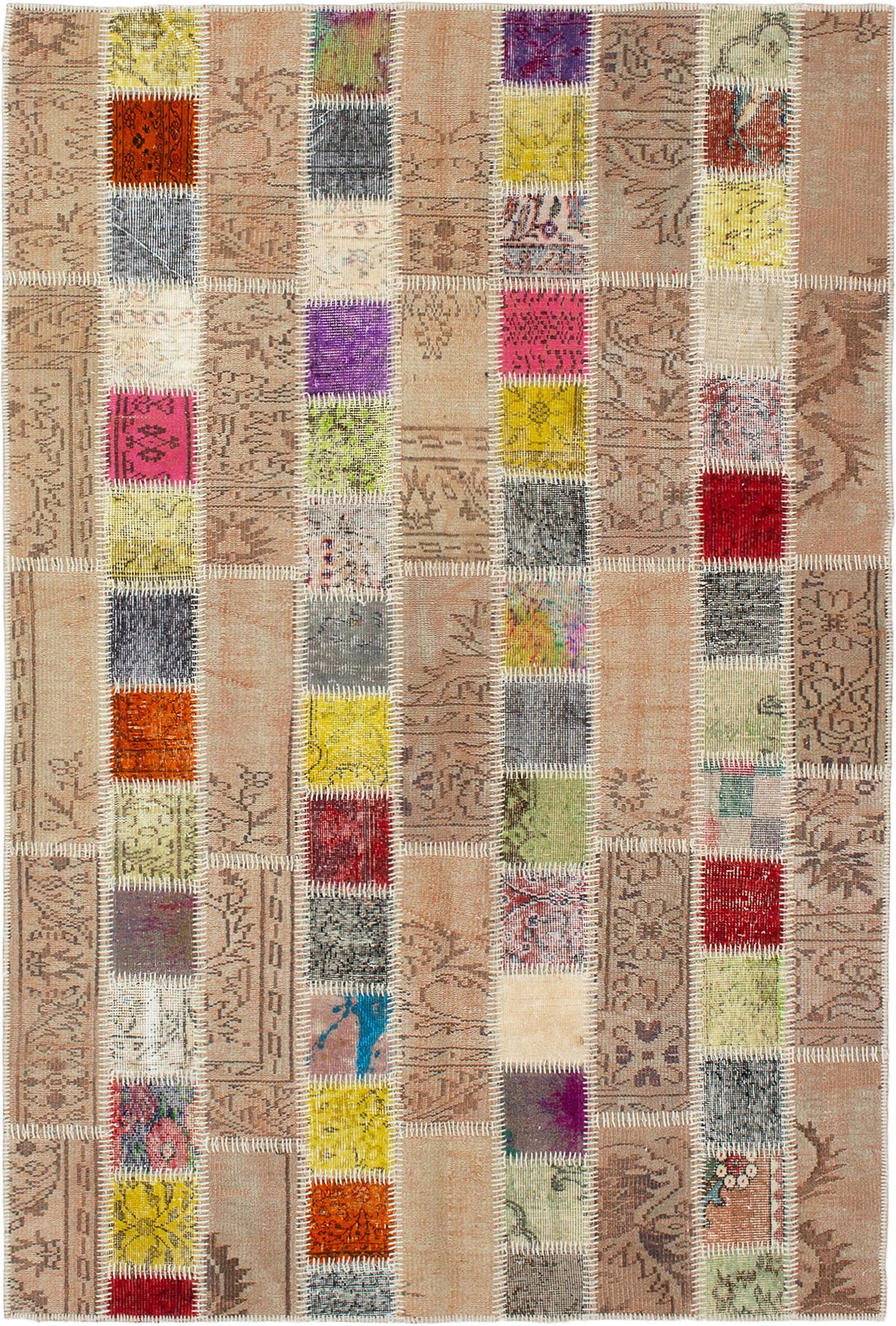 Hand-knotted Color Transition Patch Beige Wool Rug 5'4" x 7'10" Size: 5'4" x 7'10"  