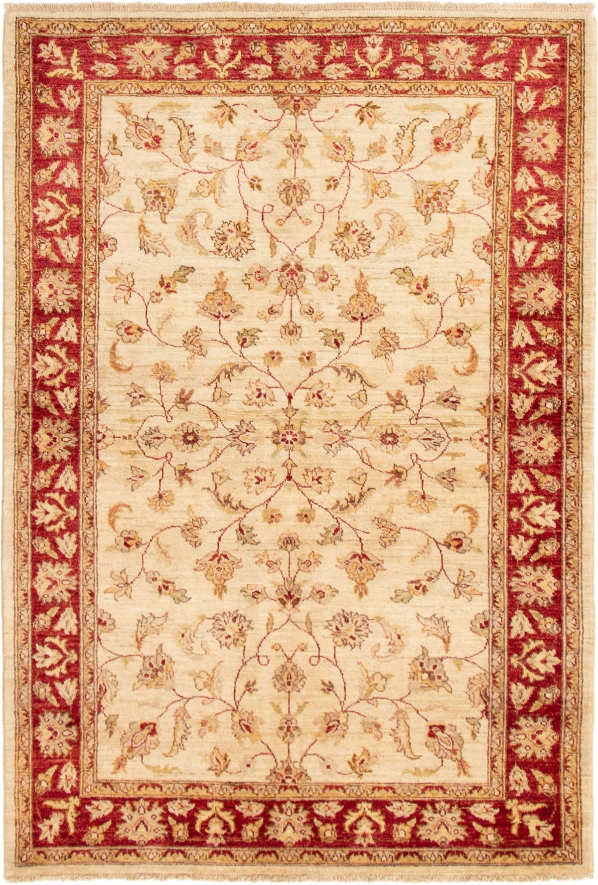 Hand-knotted Chobi Finest Cream Wool Rug 4'7" x 6'8" Size: 4'7" x 6'8"  