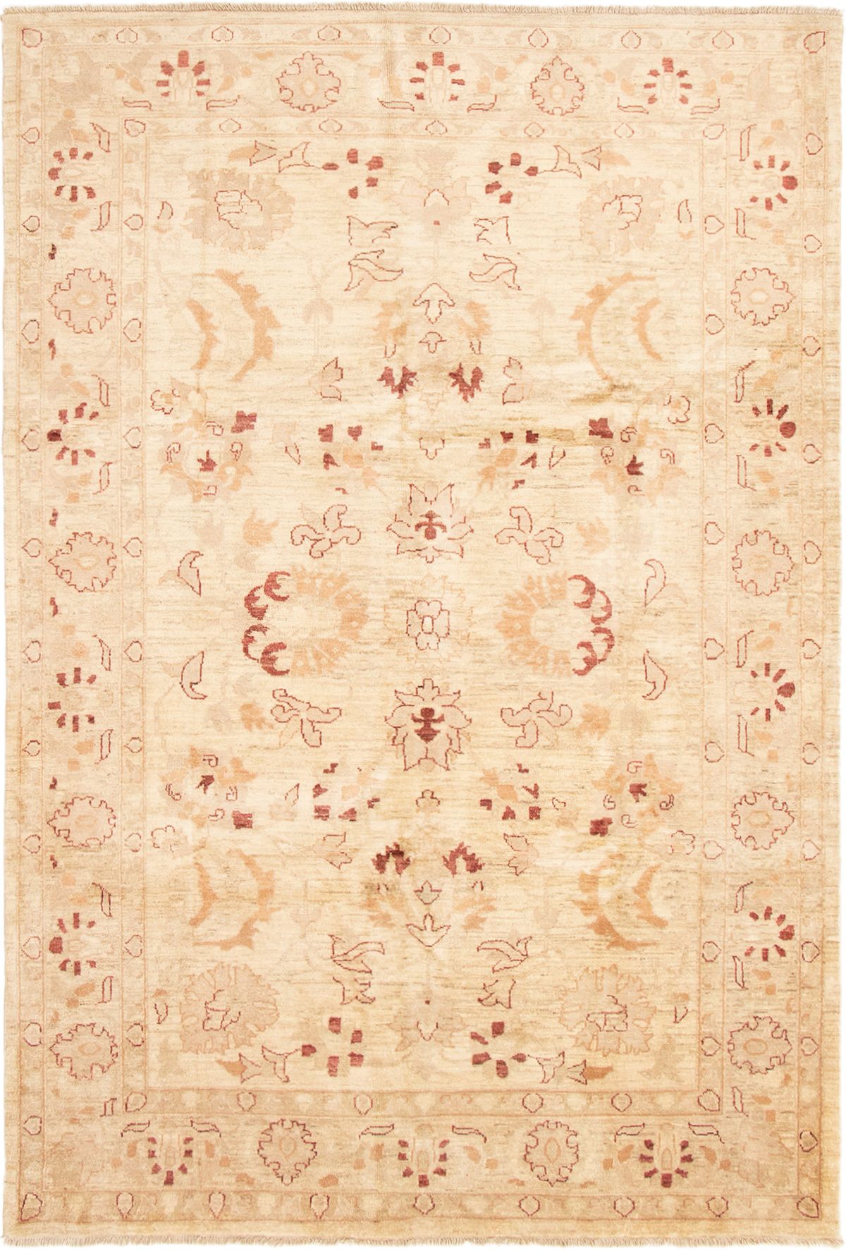 Hand-knotted Chobi Finest Cream Wool Rug 6'2" x 9'1"  Size: 6'2" x 9'1"  