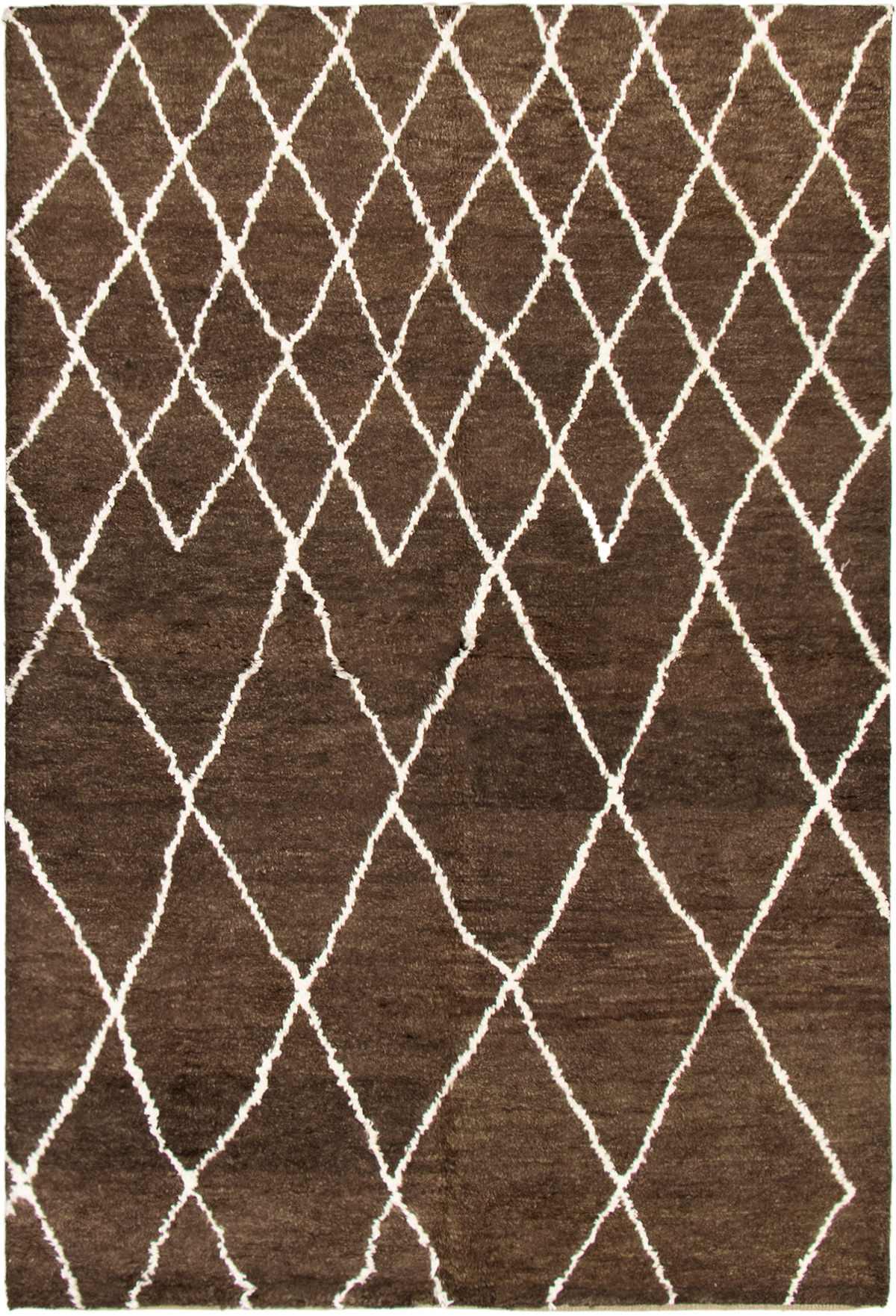 Hand-knotted Arlequin Dark Brown Wool Rug 6'2" x 9'2"  Size: 6'2" x 9'2"  