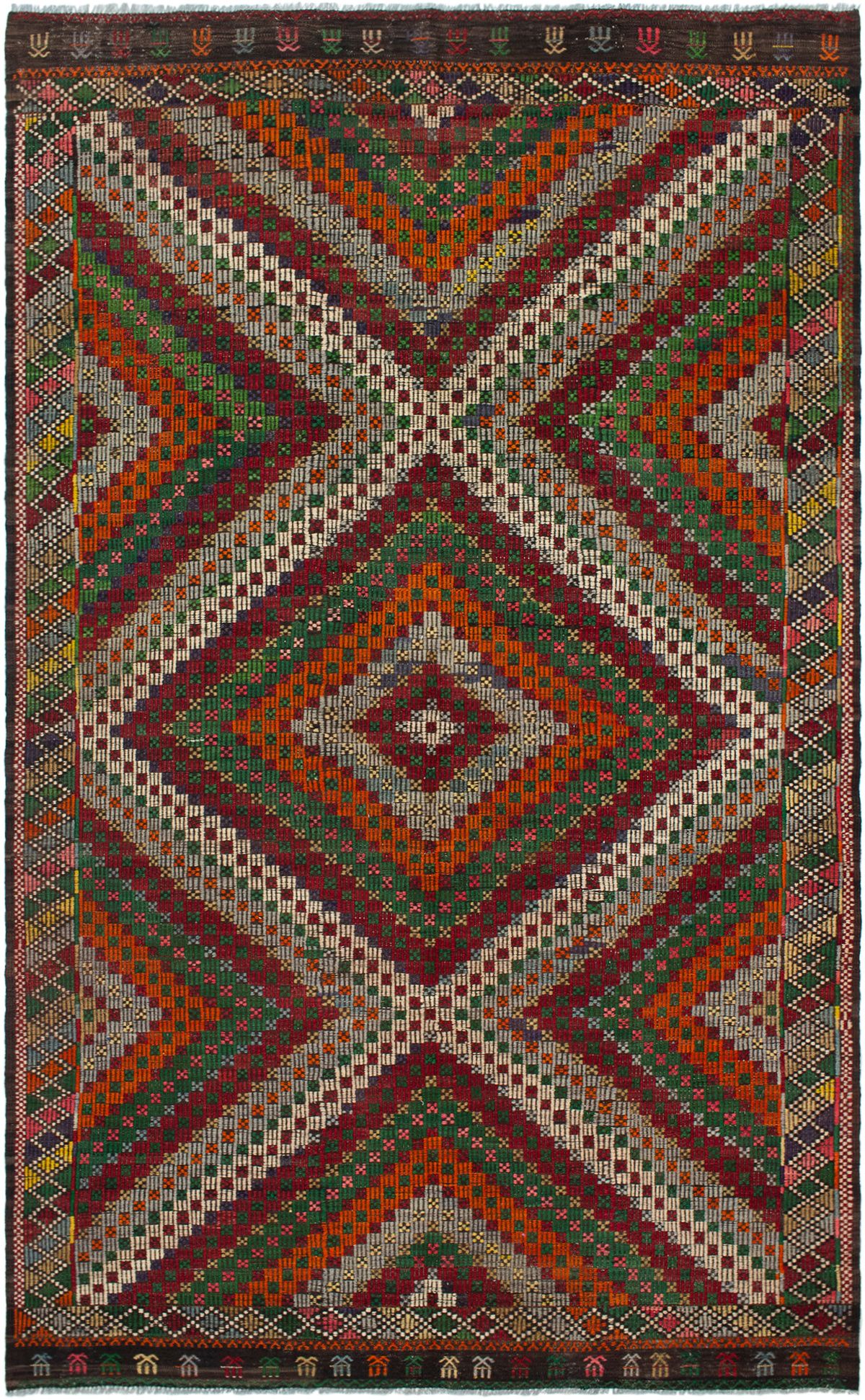 Hand woven Kashkoli FW Cream, Red Wool Tapestry Kilim 6'2" x 10'1" Size: 6'2" x 10'1"  