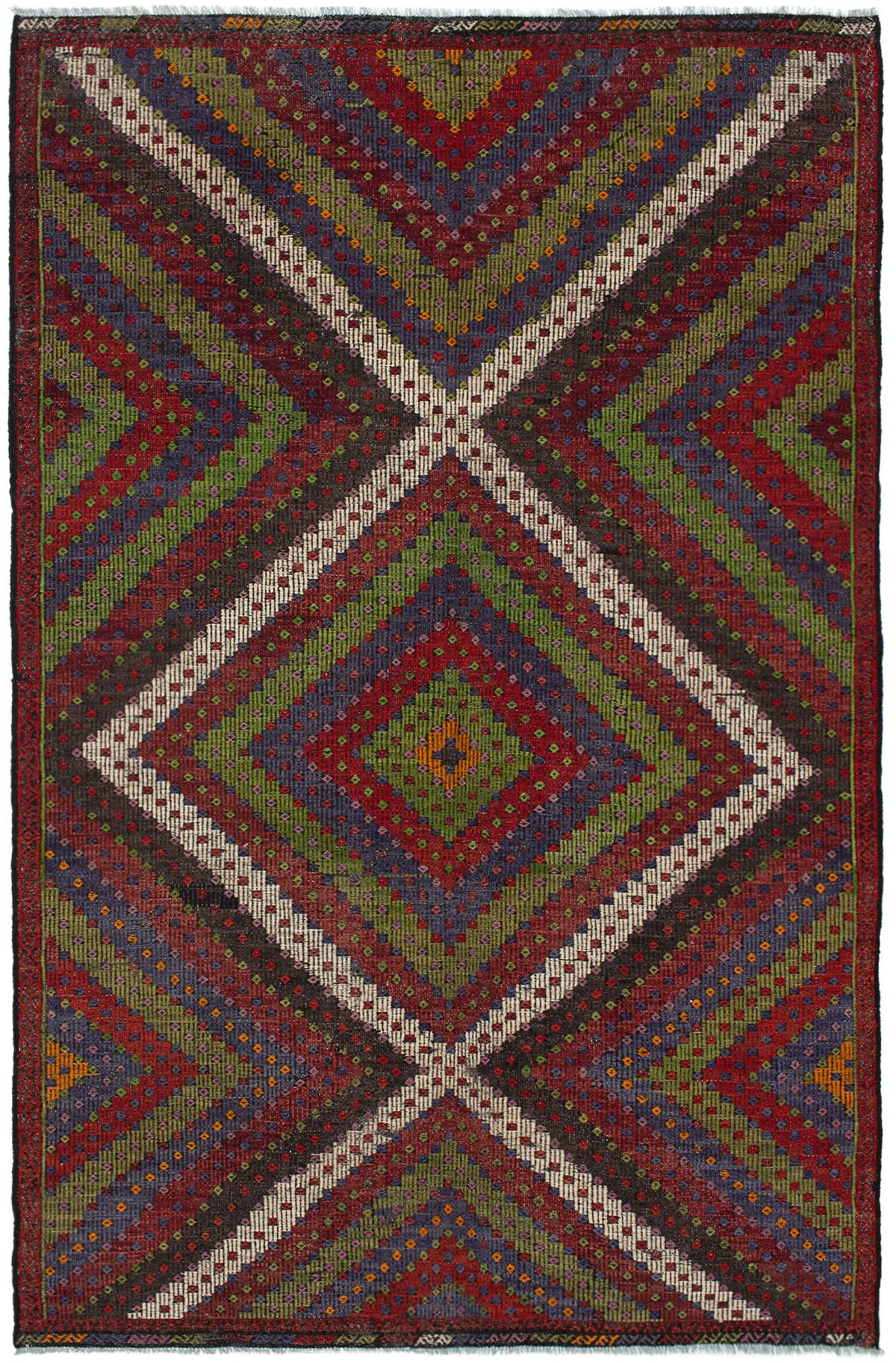 Hand woven Yoruk Dark Red Wool Tapestry Kilim 6'8" x 10'0" Size: 6'8" x 10'0"  