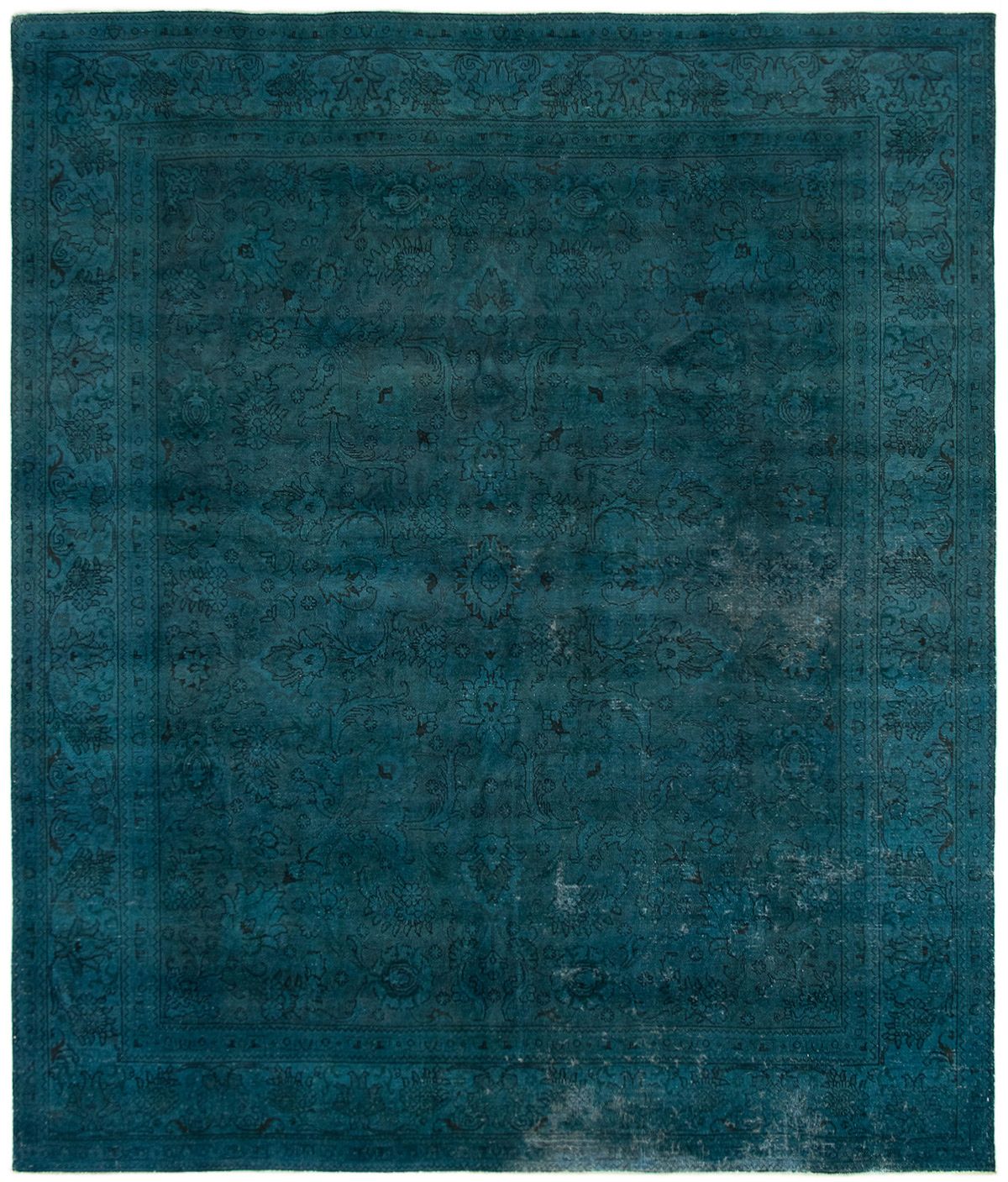 Hand-knotted Color Transition Dark Teal Wool Rug 9'7" x 11'2" Size: 9'7" x 11'2"  