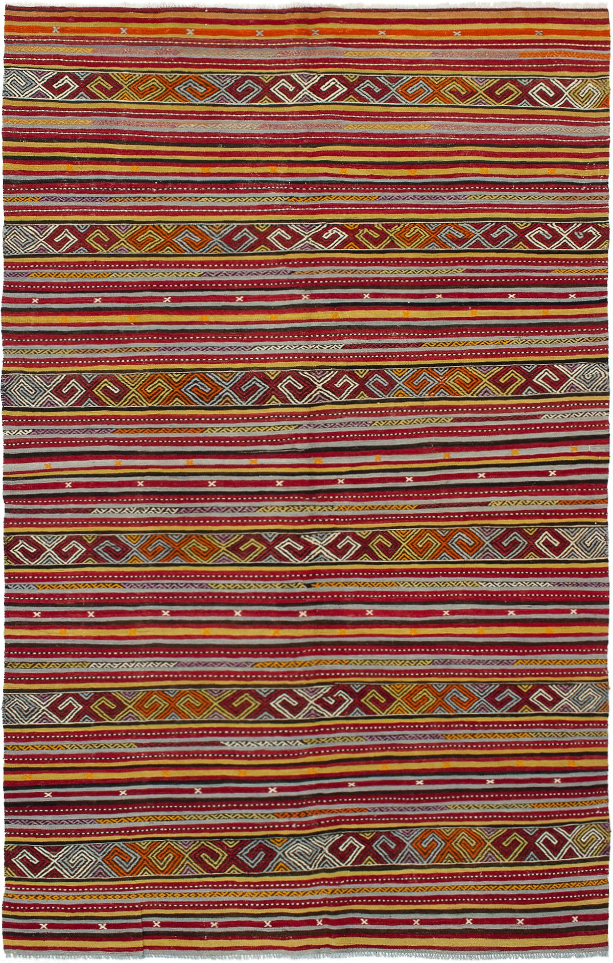 Hand woven Kashkoli FW Dark Red Wool Kilim 6'0" x 9'9" Size: 6'0" x 9'9"  