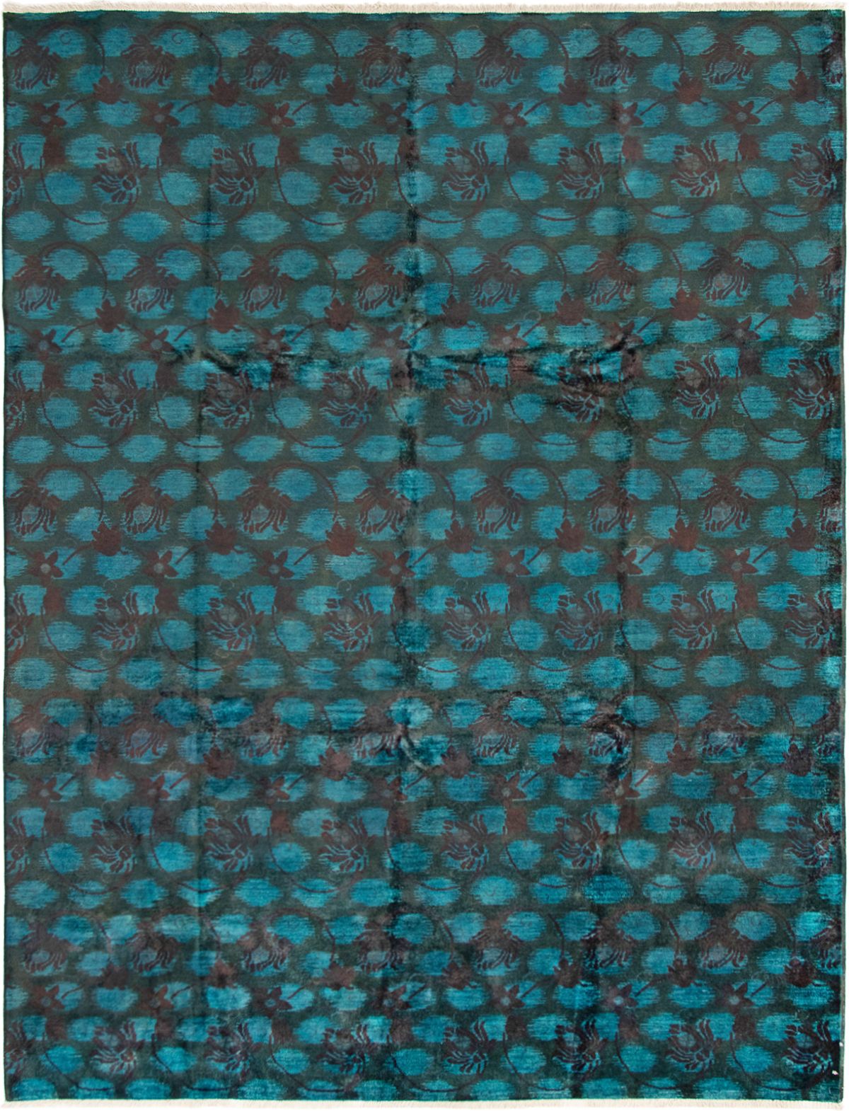Hand-knotted Vibrance Dark Brown, Turquoise Wool Rug 8'11" x 11'8" Size: 8'11" x 11'8"  