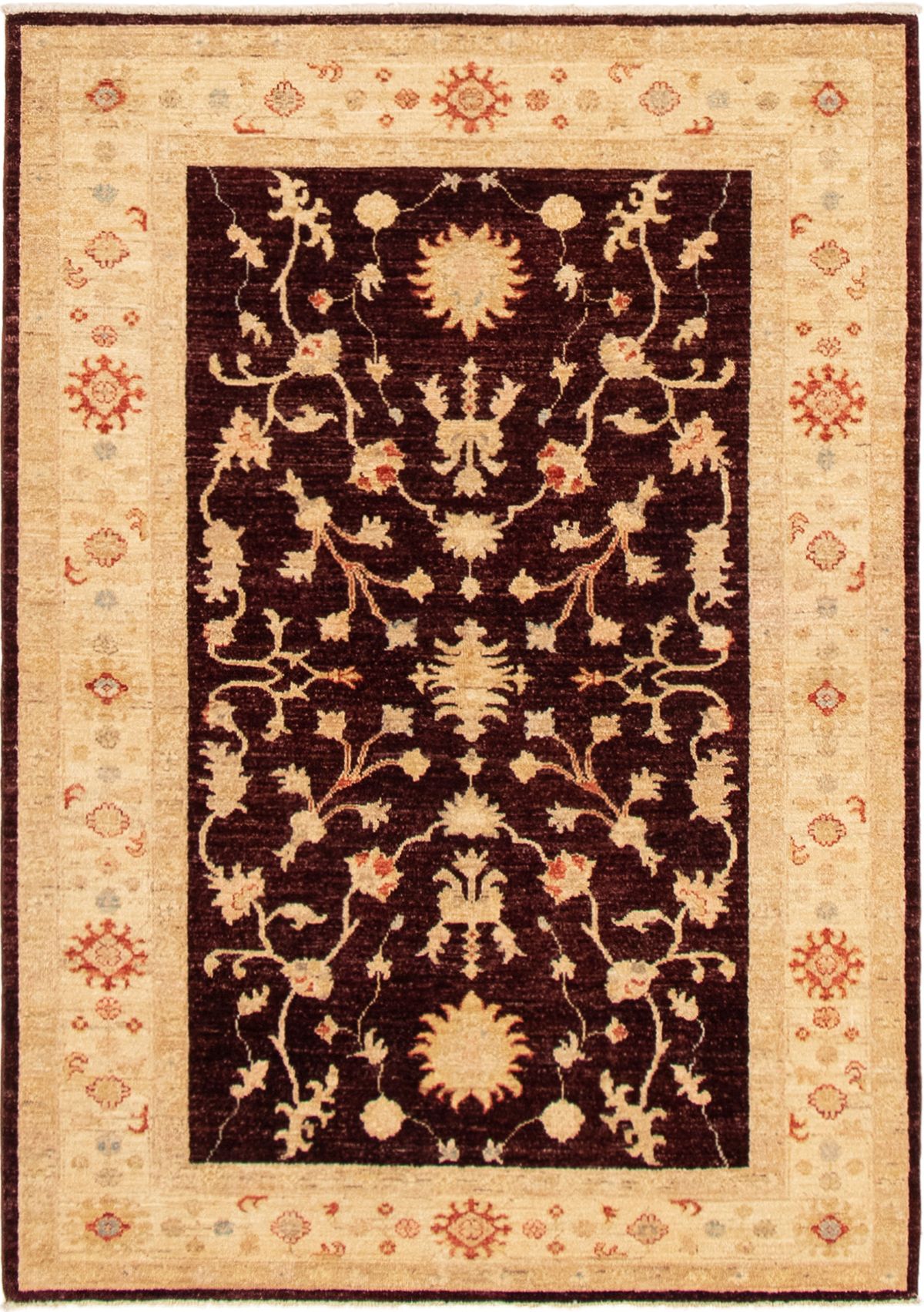 Hand-knotted Chobi Finest Dark Burgundy Wool Rug 4'3" x 6'0" Size: 4'3" x 6'0"  