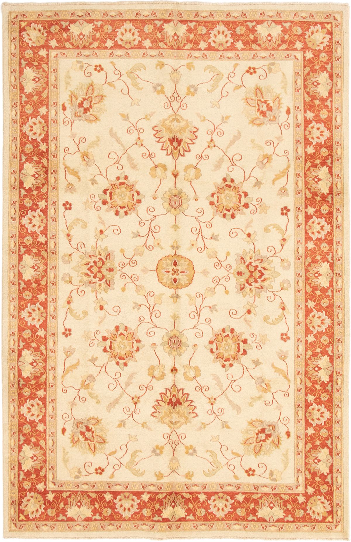 Hand-knotted Chobi Twisted Cream Wool Rug 6'6" x 9'10"  Size: 6'6" x 9'10"  