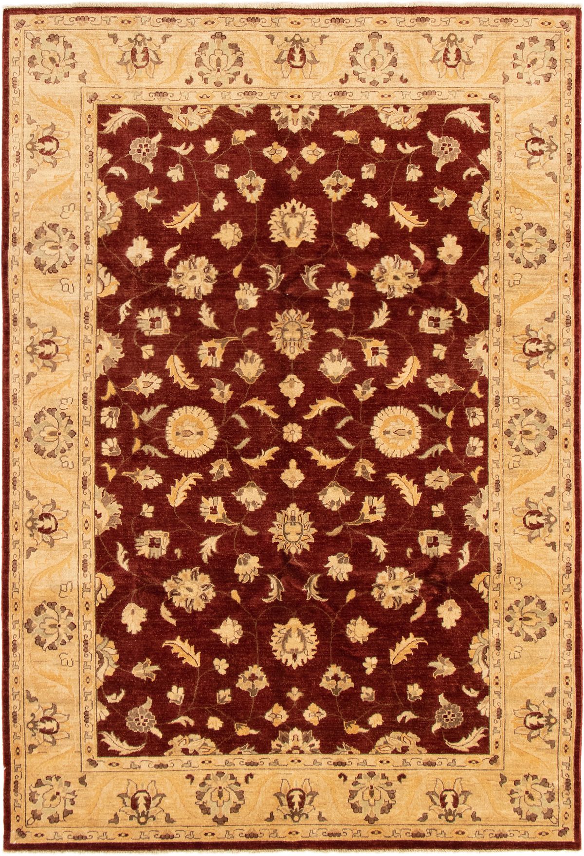 Hand-knotted Chobi Finest Dark Red Wool Rug 6'1" x 8'10" Size: 6'1" x 8'10"  