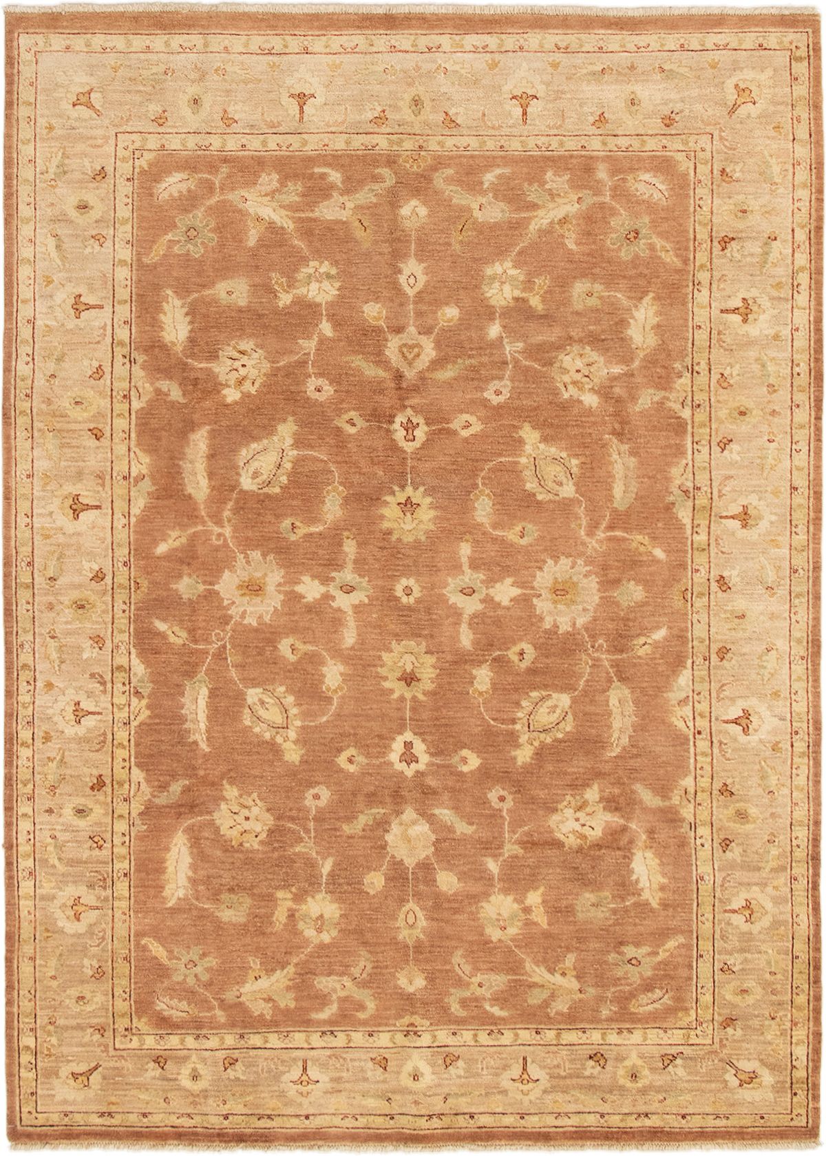 Hand-knotted Chobi Twisted Brown Wool Rug 6'1" x 8'5" Size: 6'1" x 8'5"  