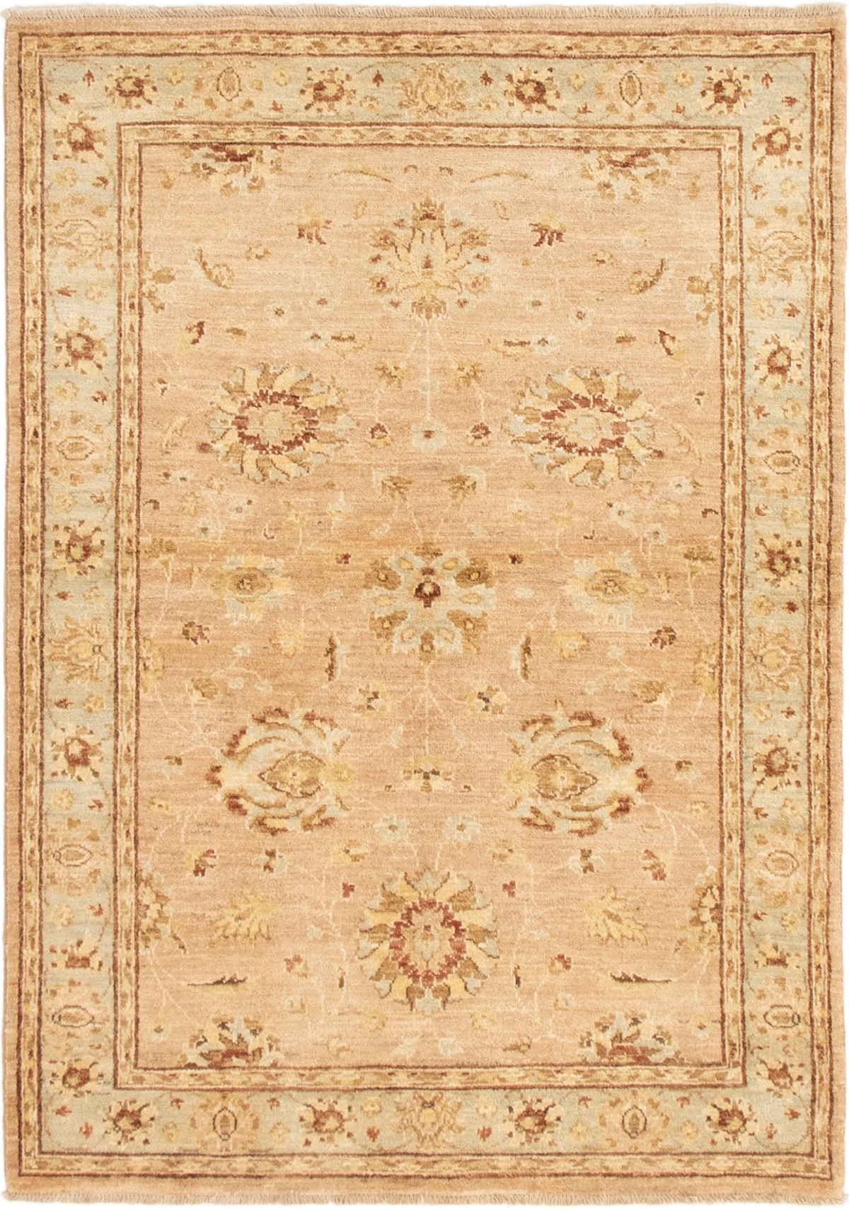 Hand-knotted Chobi Twisted Beige Wool Rug 4'1" x 5'8" Size: 4'1" x 5'8"  