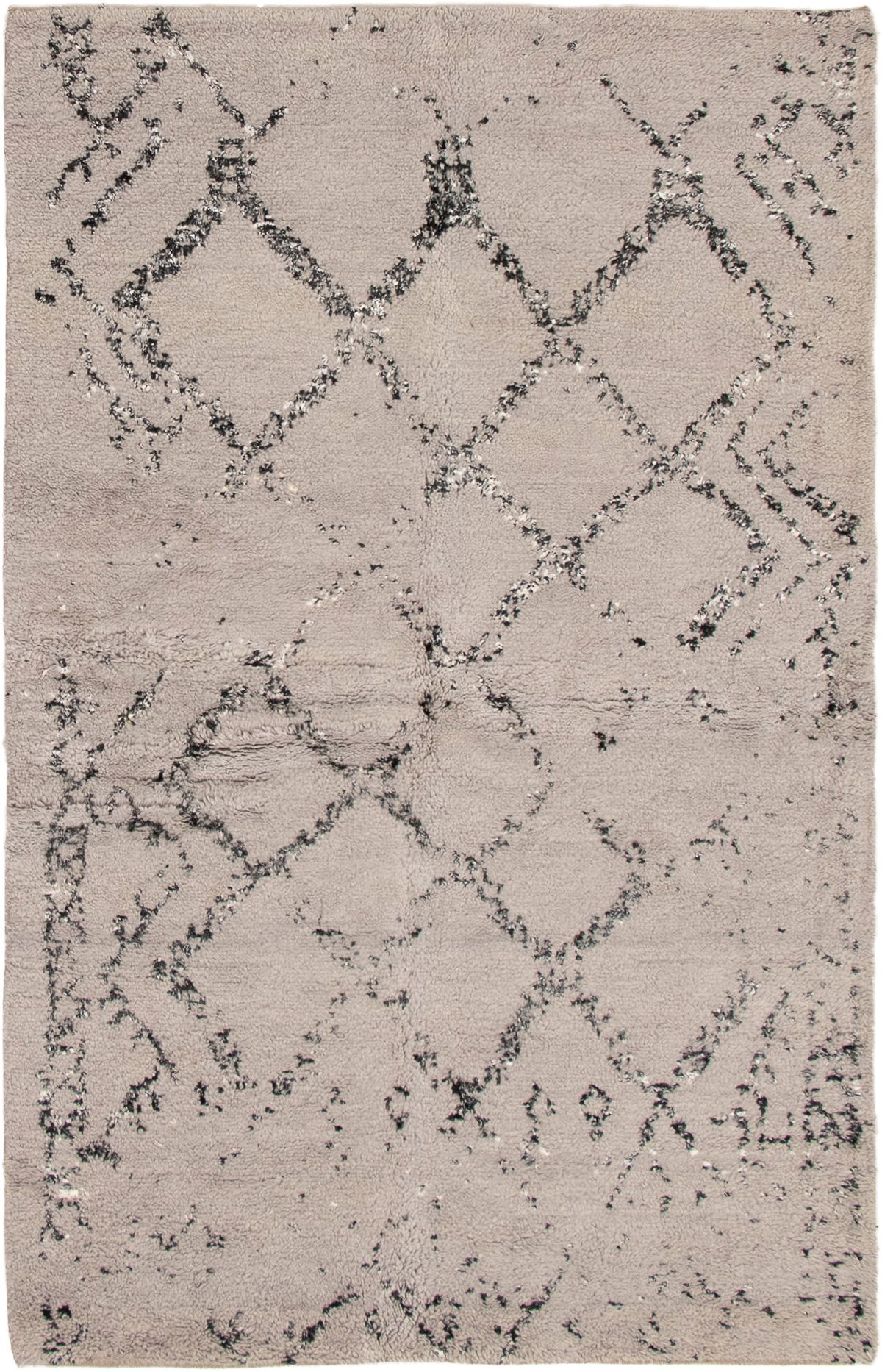 Hand-knotted Arlequin Light Grey Wool Rug 5'3" x 8'2" Size: 5'3" x 8'2"  