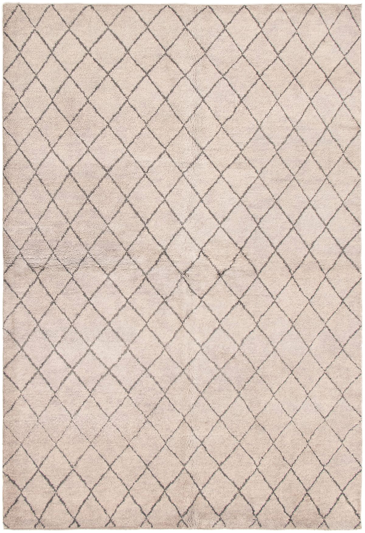 Hand-knotted Arlequin Light Grey Wool Rug 6'5" x 9'6" Size: 6'5" x 9'6"  