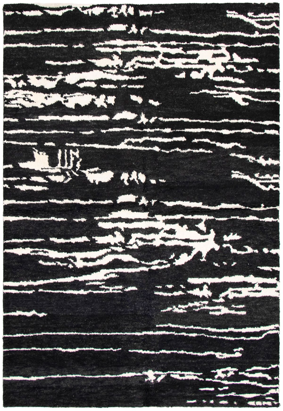 Hand-knotted Arlequin Black Wool/Silk Rug 6'2" x 9'1"  Size: 6'2" x 9'1"  