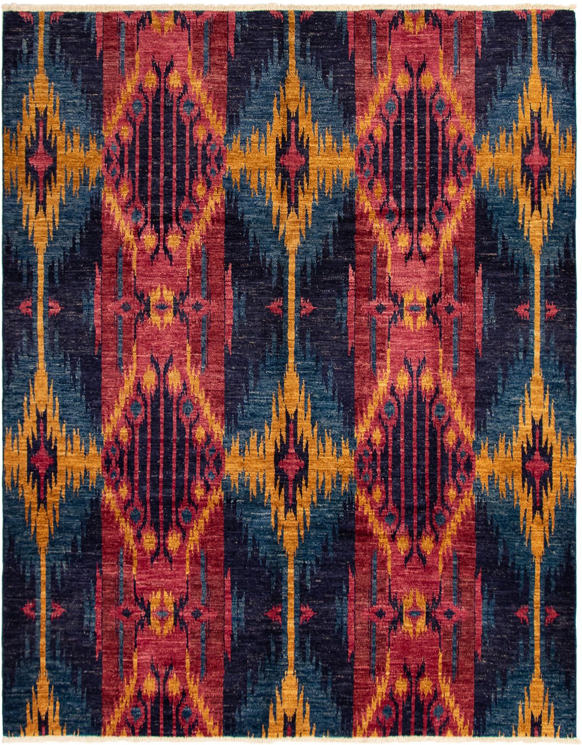 Hand-knotted Shalimar Dark Navy, Red Wool Rug 7'10" x 9'10"  Size: 7'10" x 9'10"  